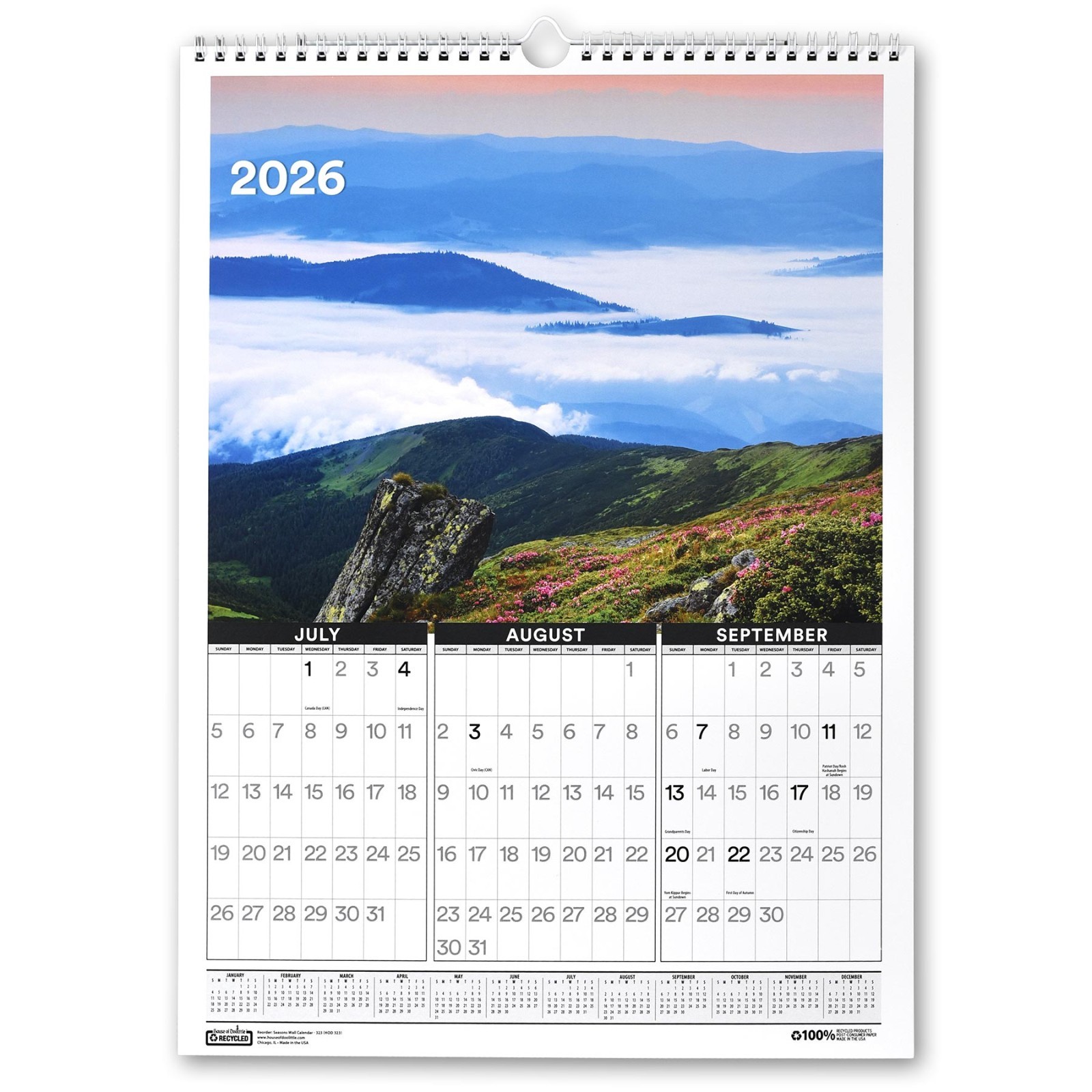 2026 323 HOD323 Seasons 3-Month Wall Calendar by House of Doolittle, 12 x 16-1/2