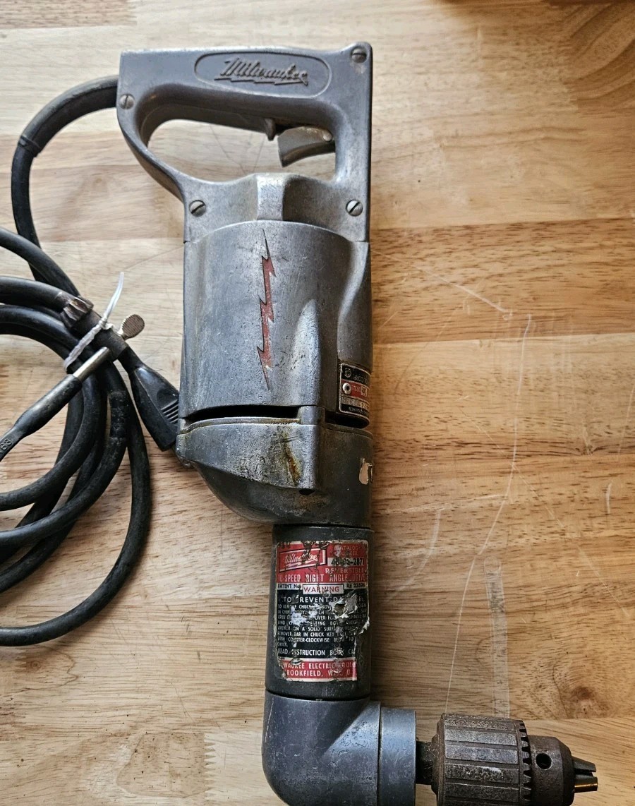 Milwaukee 1200 Drill With right angle Adapter 48-06-2871. 1/2″ Heavy Duty! Nice!