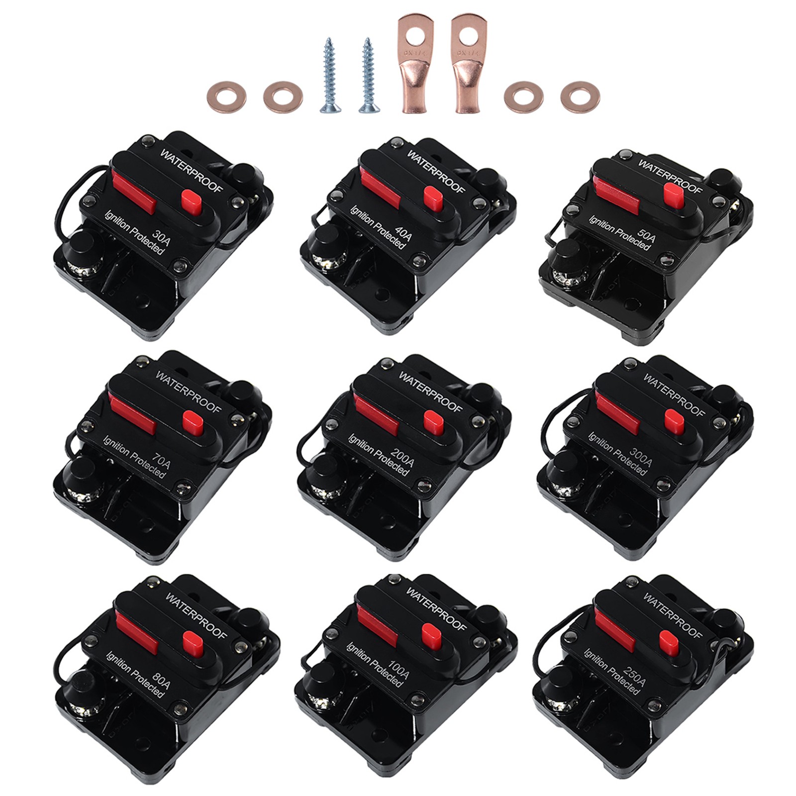 Manual Reset Switch Circuit Breaker Audio Fuse 20/100/300A Amp 12V-48V DC Boat