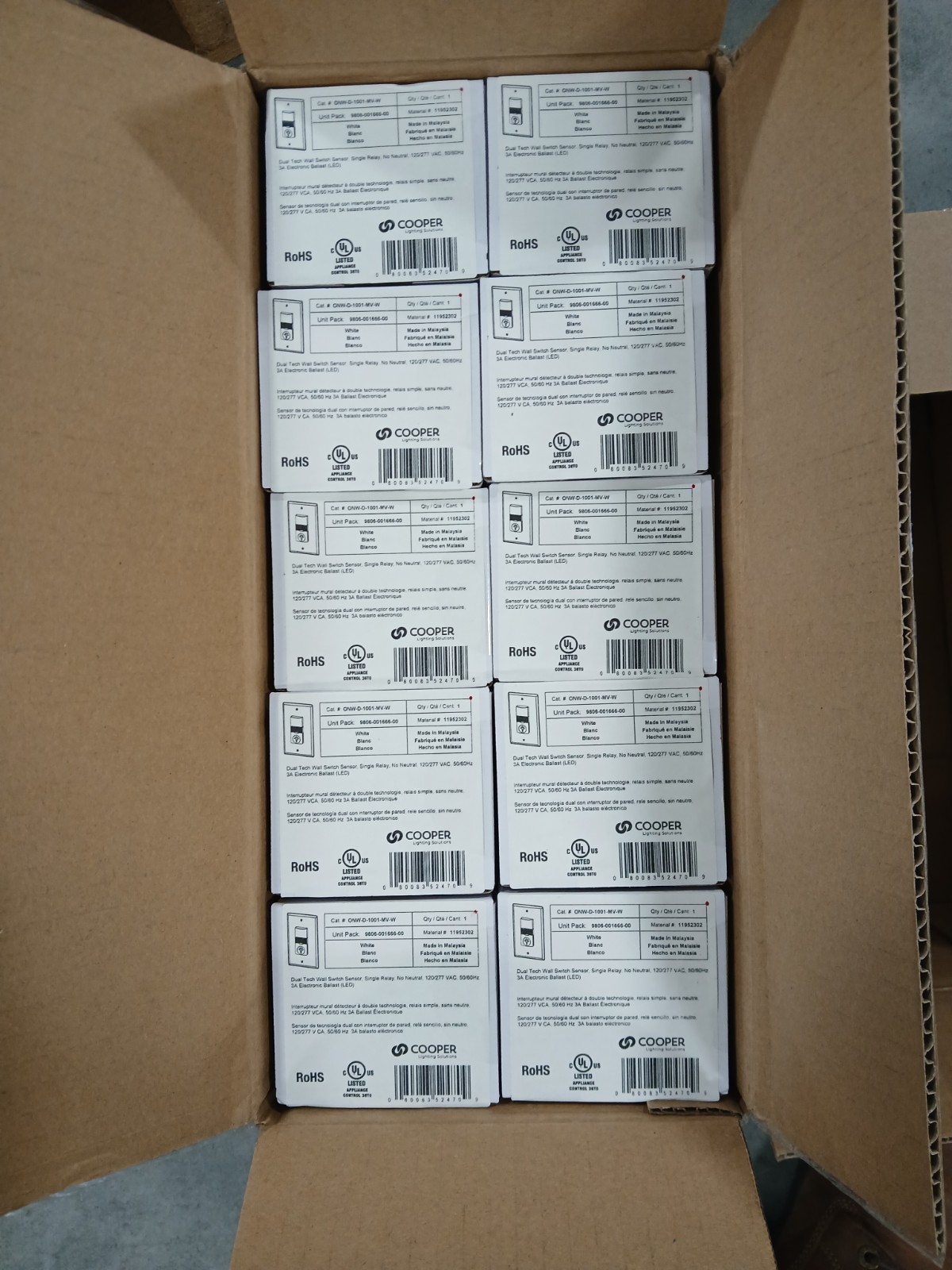 Lot of 22 – Greengate Onw-D-1001-Mv-W Passive Infared Wall Sensor Switch