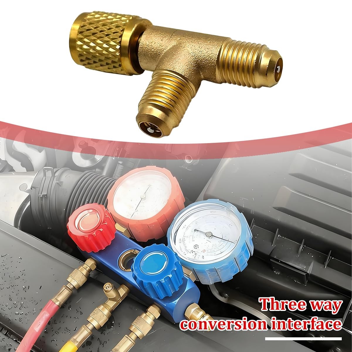 Car Quick Coupler Access Tee, Brass 1/4″ SAE Valve Core Tee Adapter for R22 R…