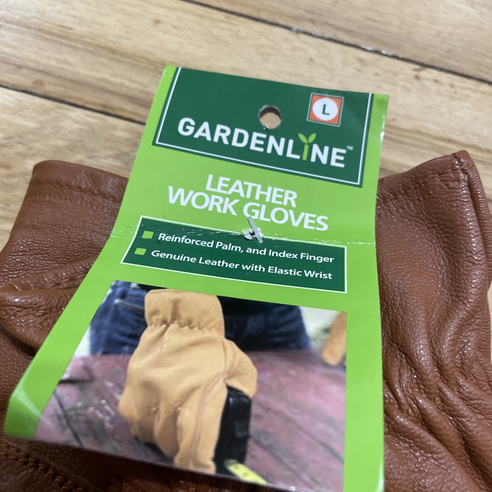 Gardenline New Leather Work Gloves Adult Large Brown Garden Hike Ride Western