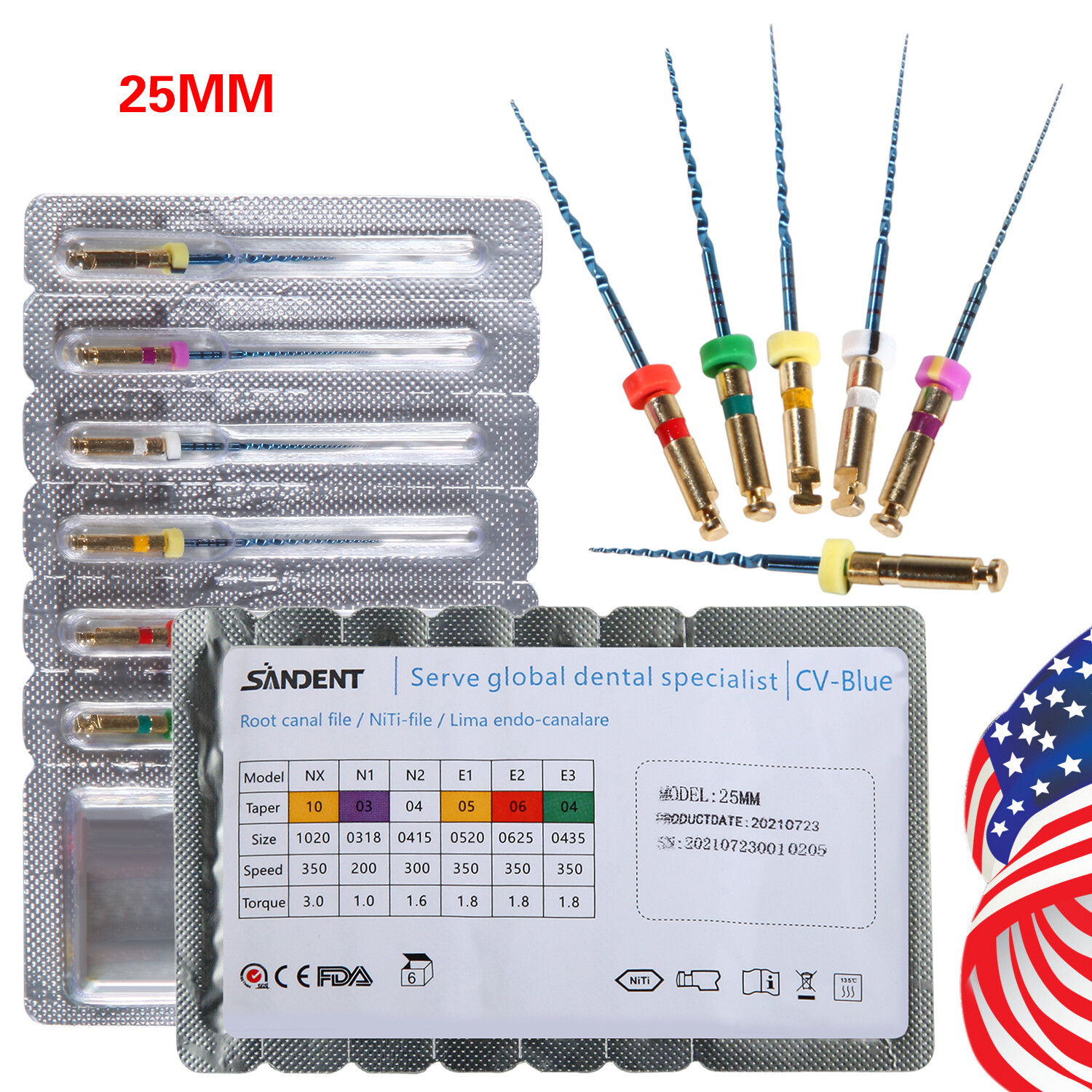 limas endodónticas de motor rotatorio Super NiTi sale 25mm CE FDA 6pcs