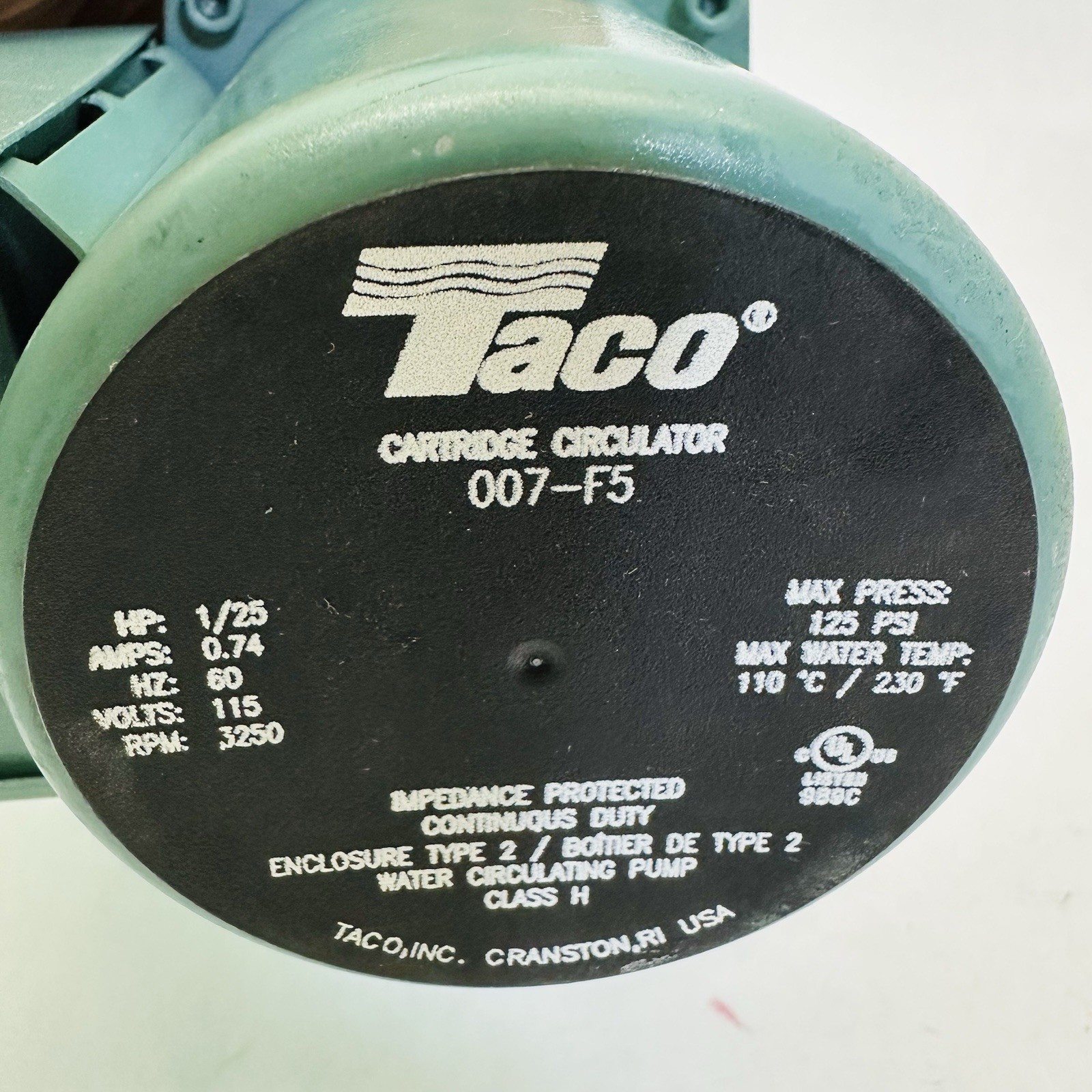 Taco 007-F5 Cast Iron 1/25 HP Circulator Pump