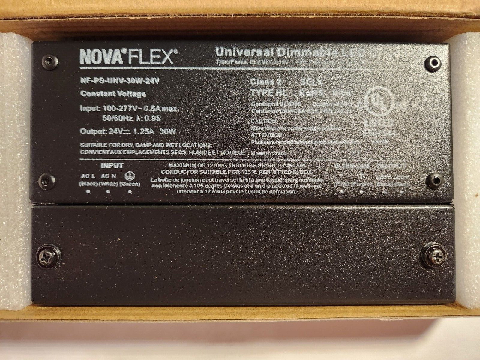 (2 PCS)NOVAFLEX NF-PS-UNV-30W-24V Universal LED Driver 24V 30W 100-277VAC