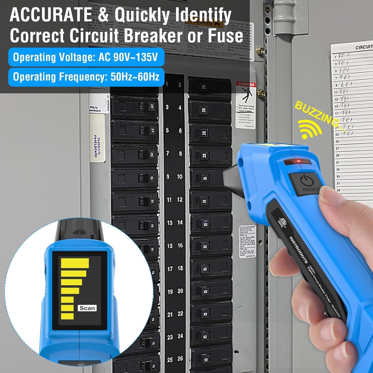 Electrical Circuit Tracer with GFCI Tester for Accurate Breaker Identification