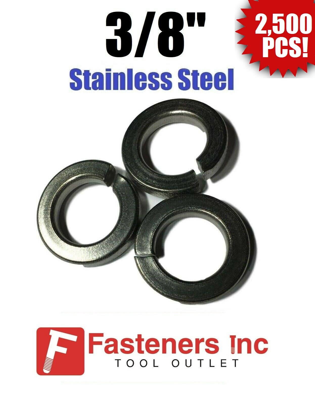 (Qty 2500) 3/8″ Stainless Steel Regular Split Lock Washers Type 18-8