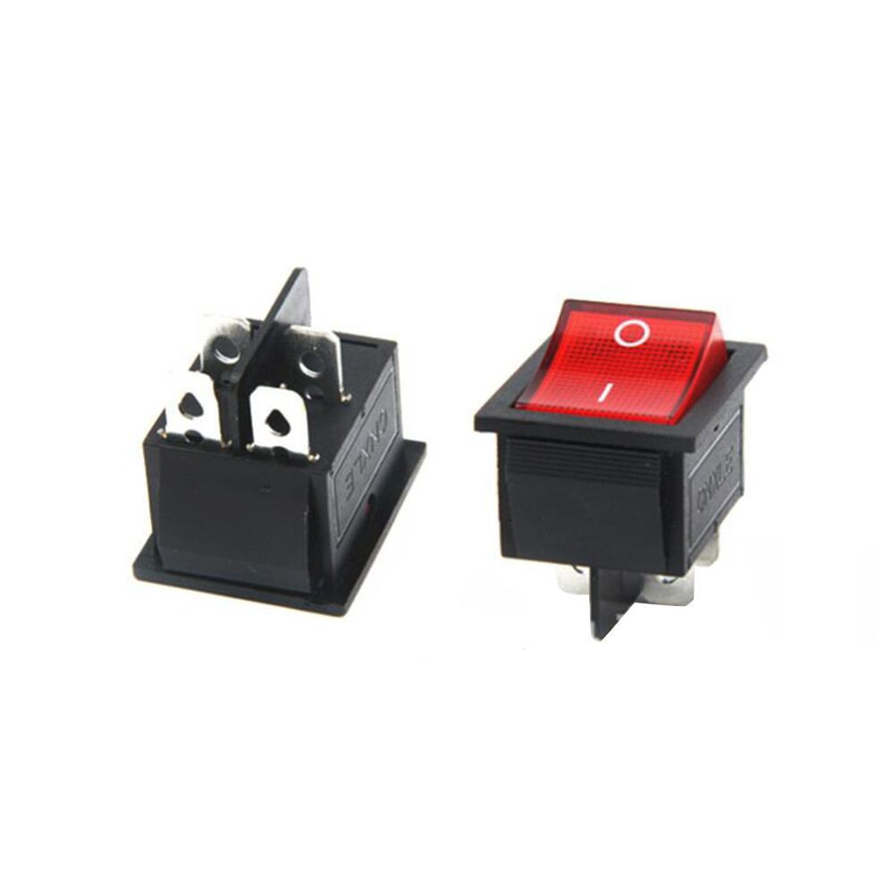 2 PCS Red Button On-Off 4 Pin DPST Boat Rocker Switch For 16A 250V 20A 125V AC