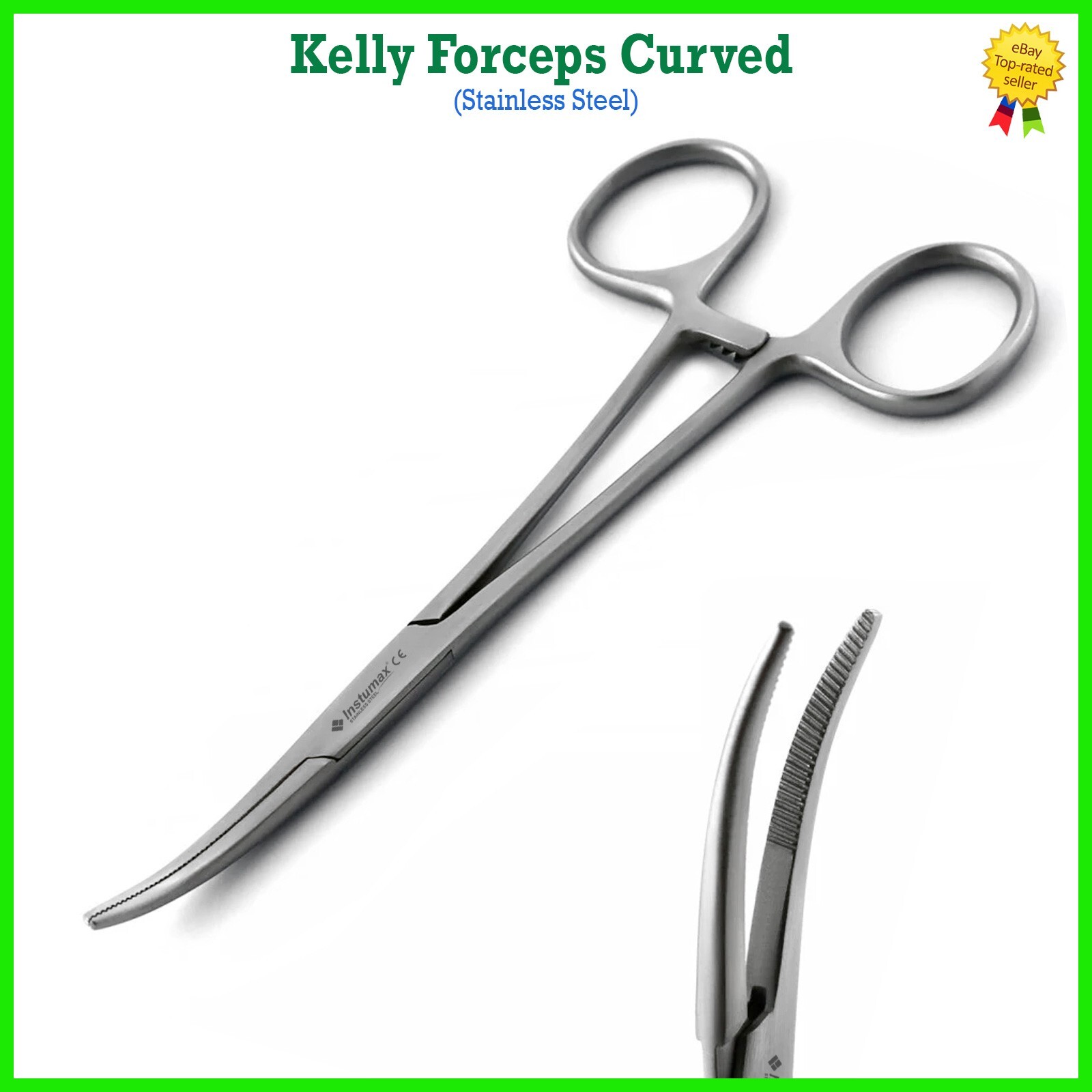 Pinza Kelly Hemostática Curva 14 cm – Acero Inoxidable Instrumento Quirúrgico