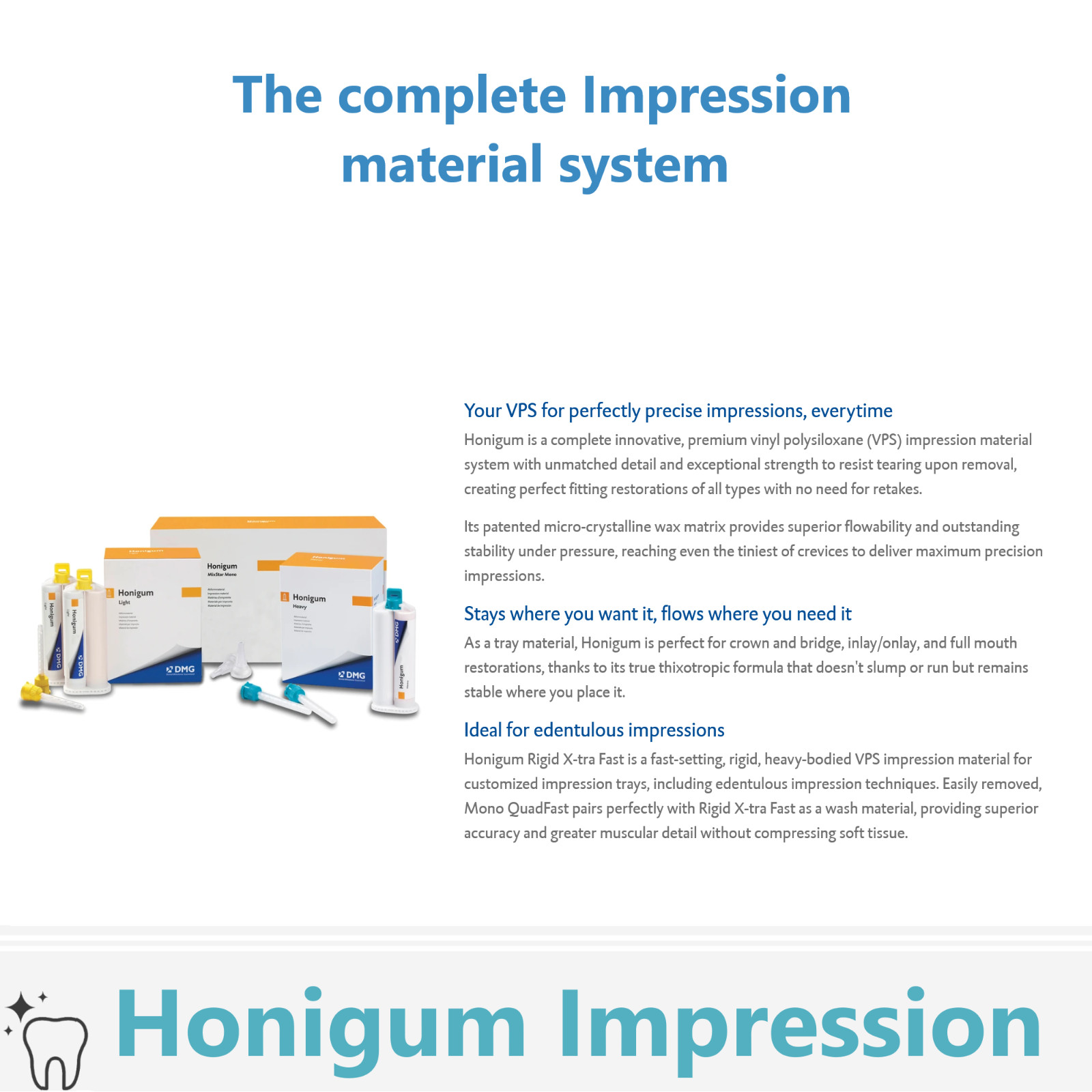 Dental DMG Honigum Precise Impression Material 380ml /50ml Cartridge Hydrophilic