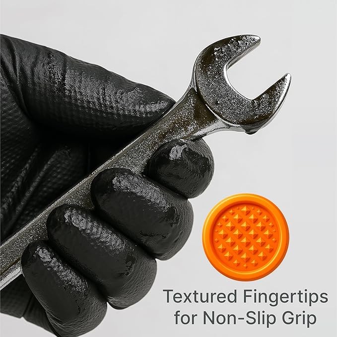 Black Nitrile Gloves 8 Mil | Latex-Free, Powder-Free | 100–1000PCS S–XL, Heavy-D