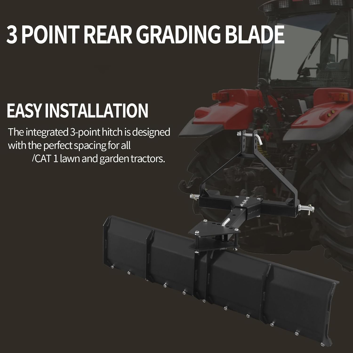 52″ Rear Grading Blade Implements for Cat 1 Lawn and Garden Tractors. Perfect