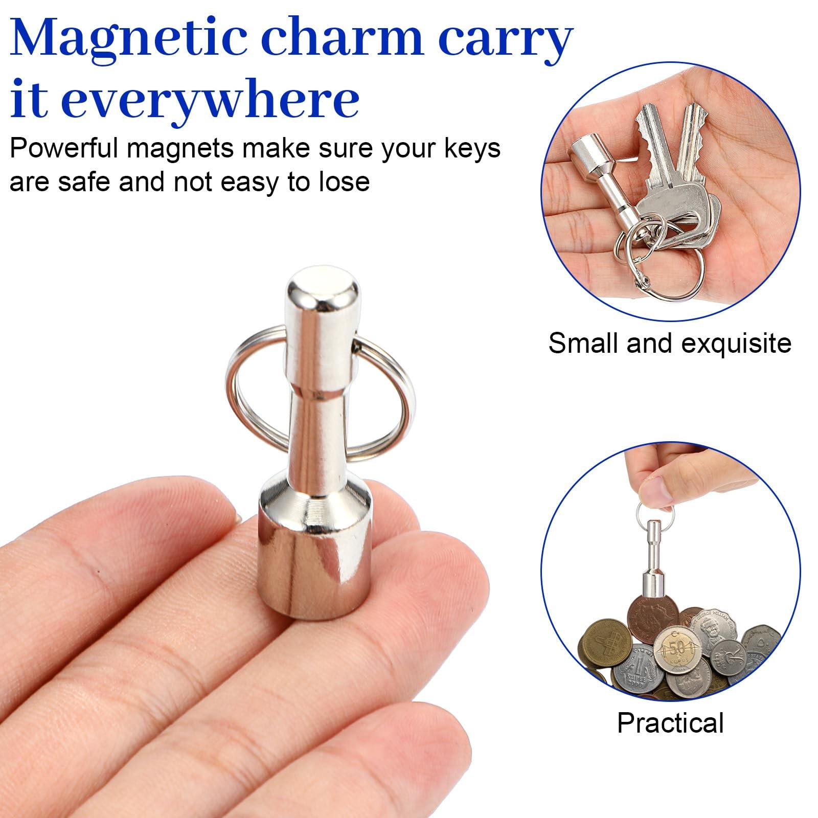 2 Pcs Keychain Magnet Testing Brass Key Holder Neodymium Key Chain Magnet