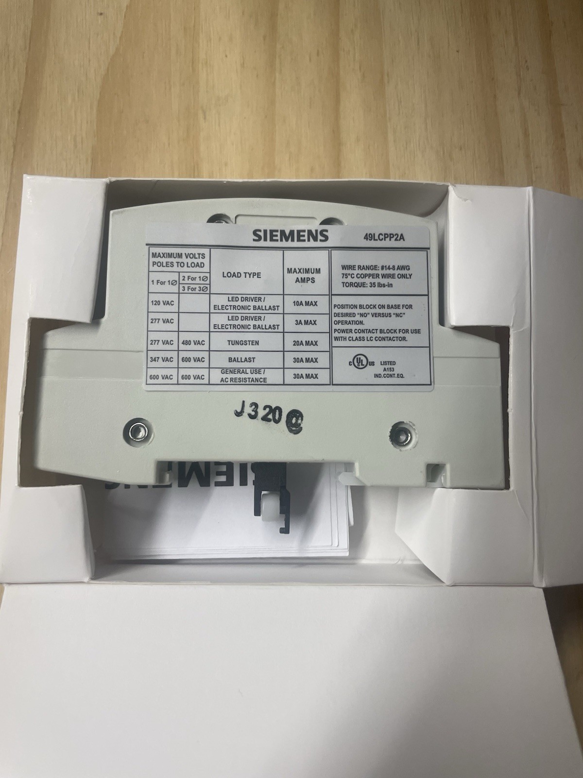Siemens 49LCPP2A Lighting Contactor 2-Pole 30A Power Pole Box