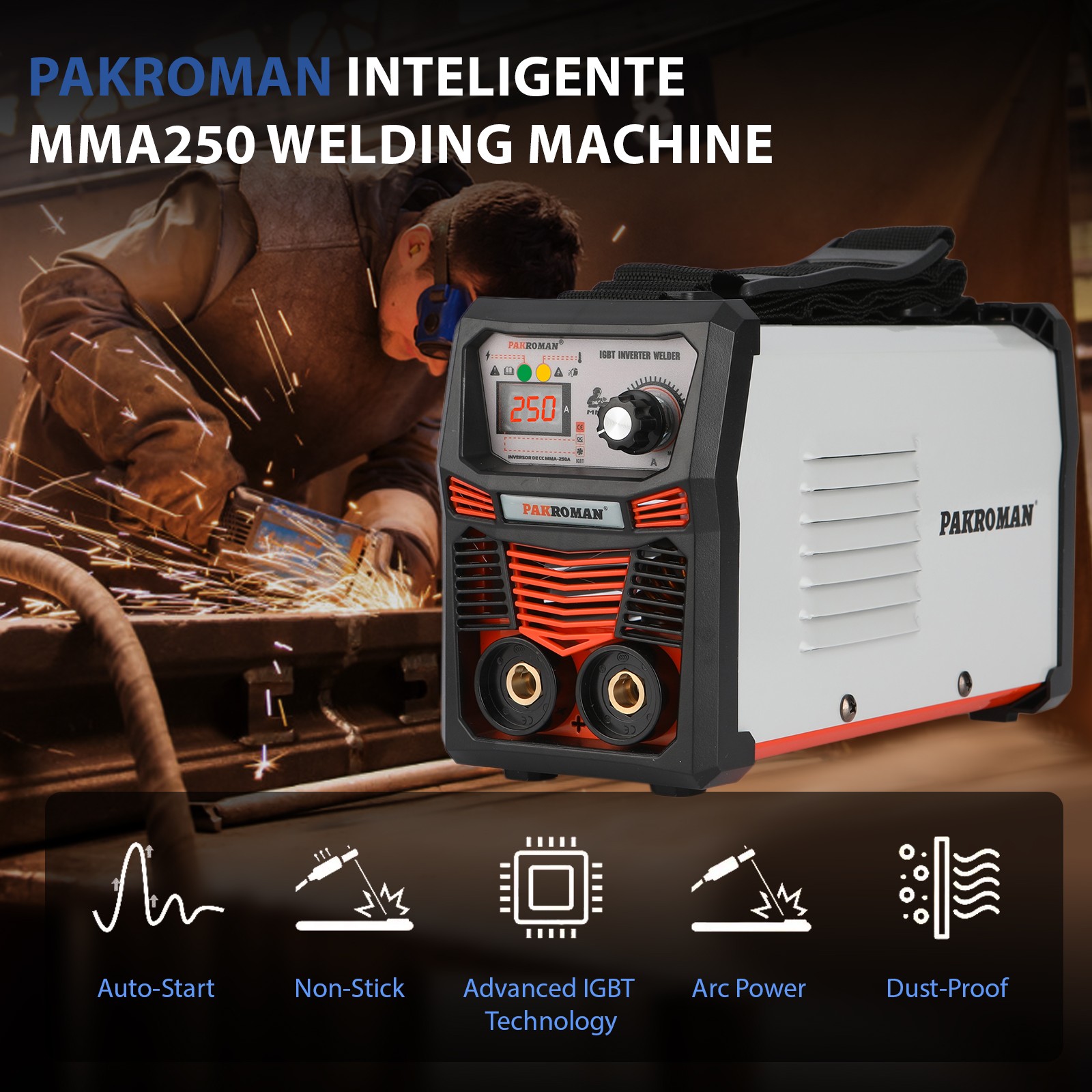 250A Portable Inverter Welder 110/127V ARC MMA Welding Machine Kit 50/60Hz