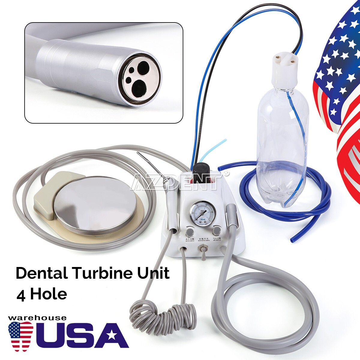 Portable Dental Delivery Unit Air Compressor Syringe Suction /Turbine Unit 4Hole
