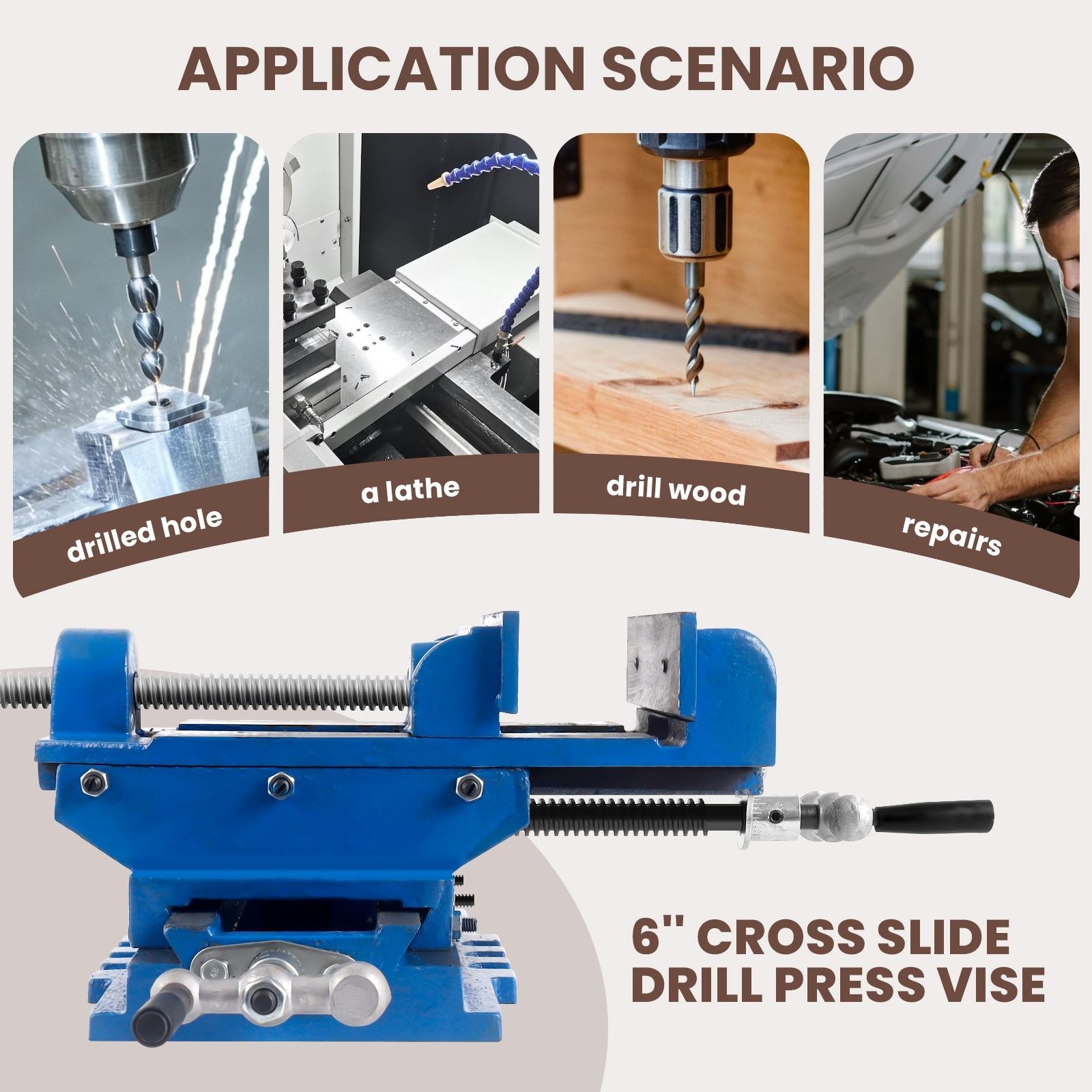 6″ 2-Way X-Y Bench Vise, Cross Slide Drill Press Vise for Milling & Woodworking