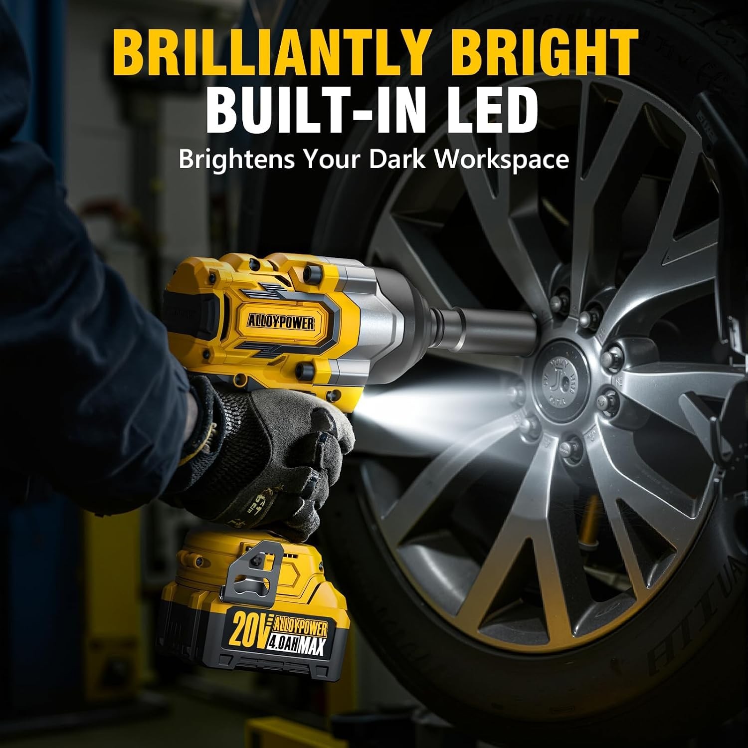 Cordless Impact Wrench, 900Ft-lbs (1200N.m) 1/2″ Brushless Impact Gun, 20V High