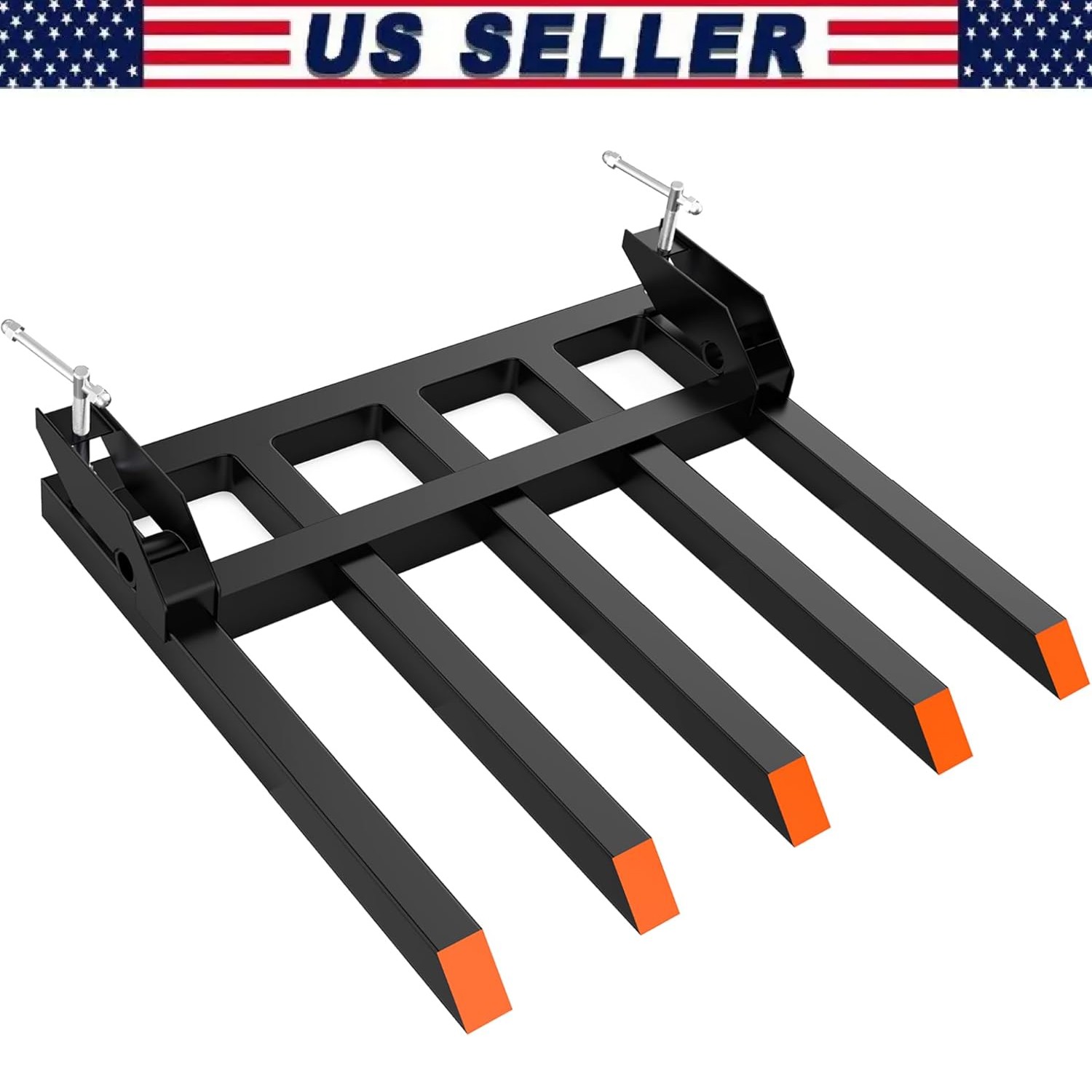 42″ Clamp on Debris Forks to 48″ Bucket, 2500lbs Heavy Duty Pallet Forks Tractor