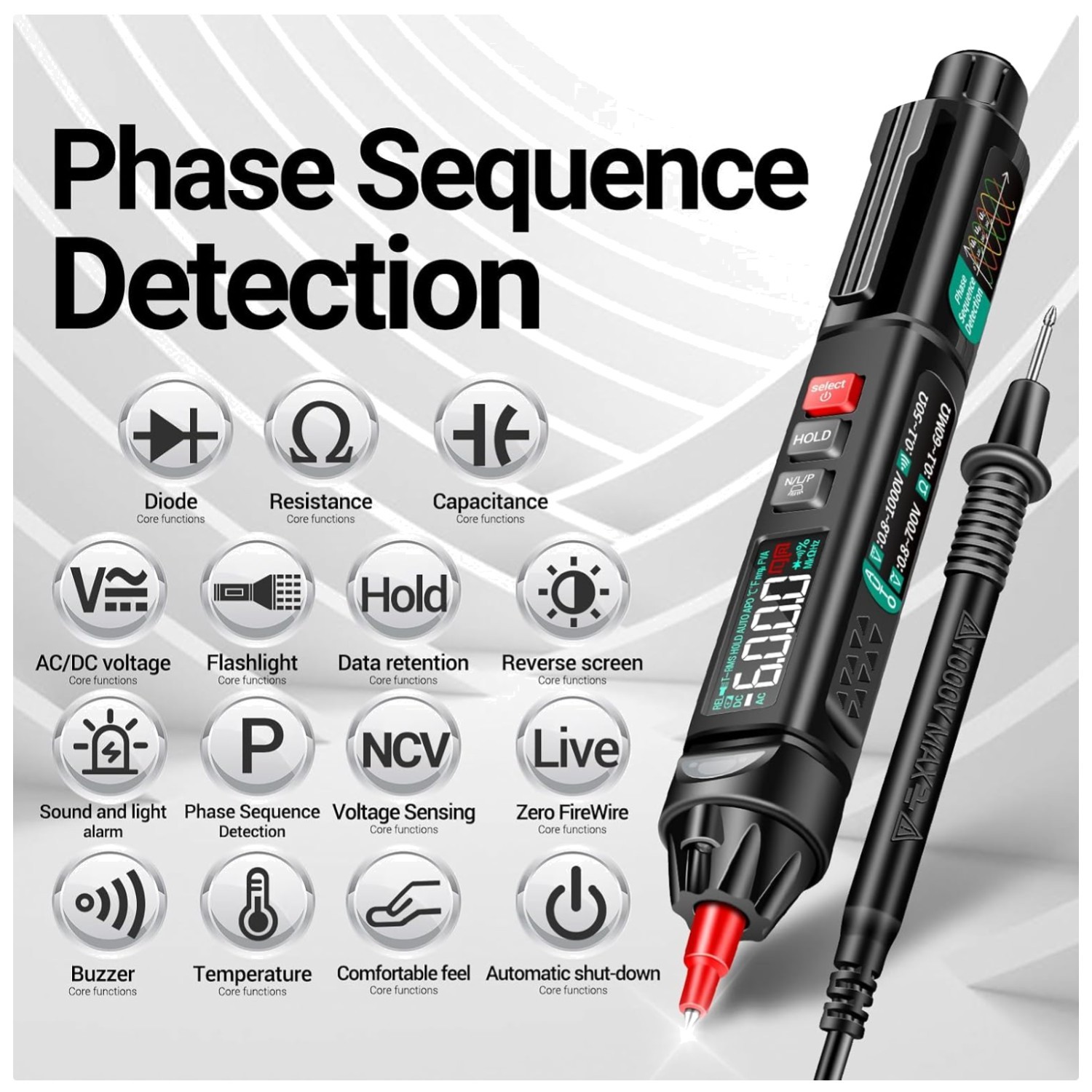 Pen Multimeter with Backlit Display for Troubleshooting