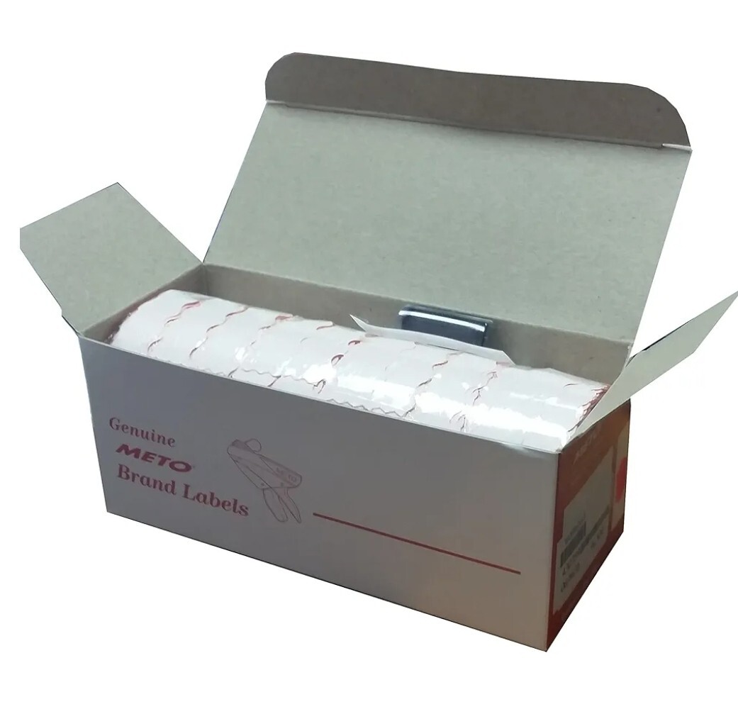 Meto Labels 5.16 – One Box 1 Line WHITE Labels 16500 + ink roller