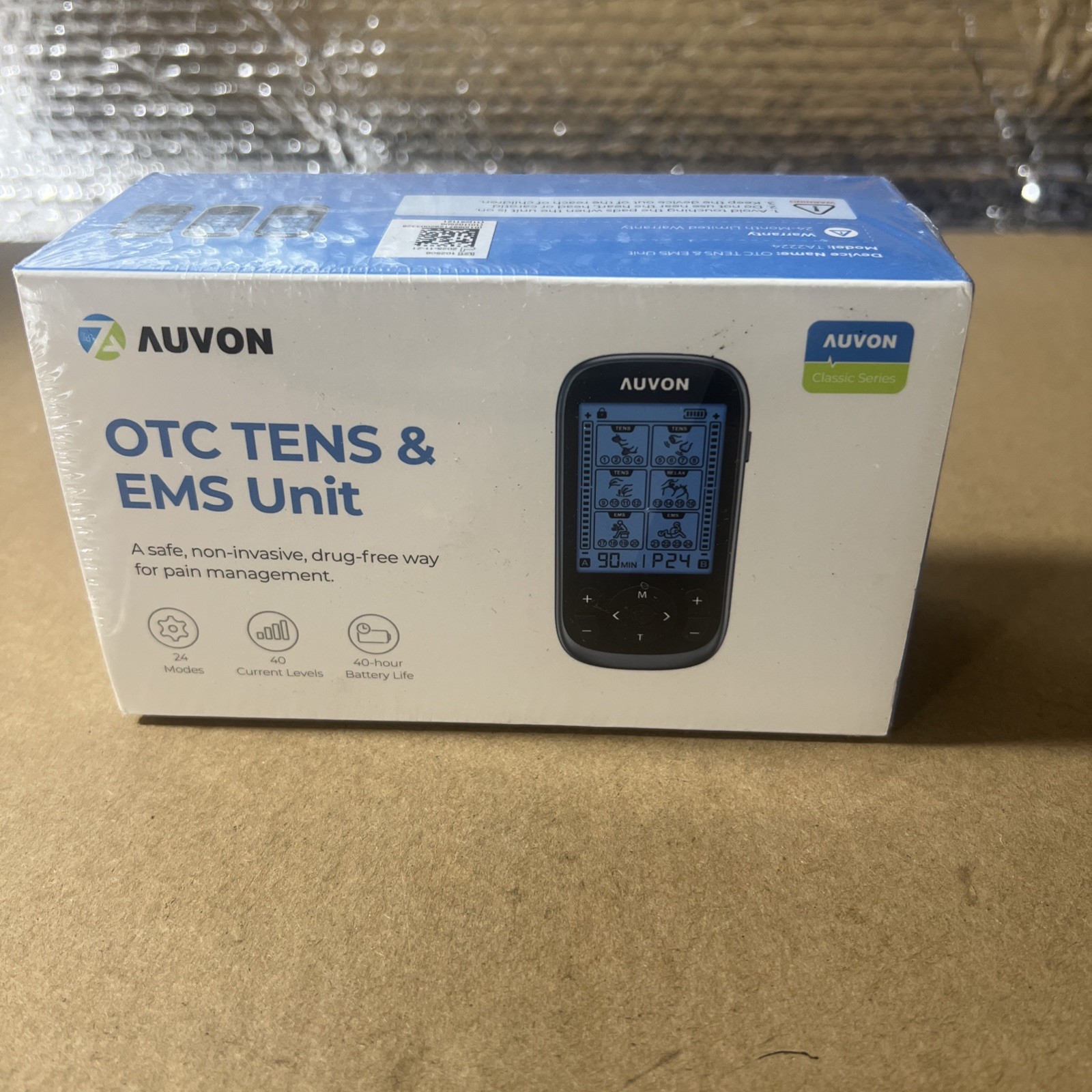 AUVON TENS & EMS Unit TA2224 24 Modes, Rechargeable Dual Channel Good Condition