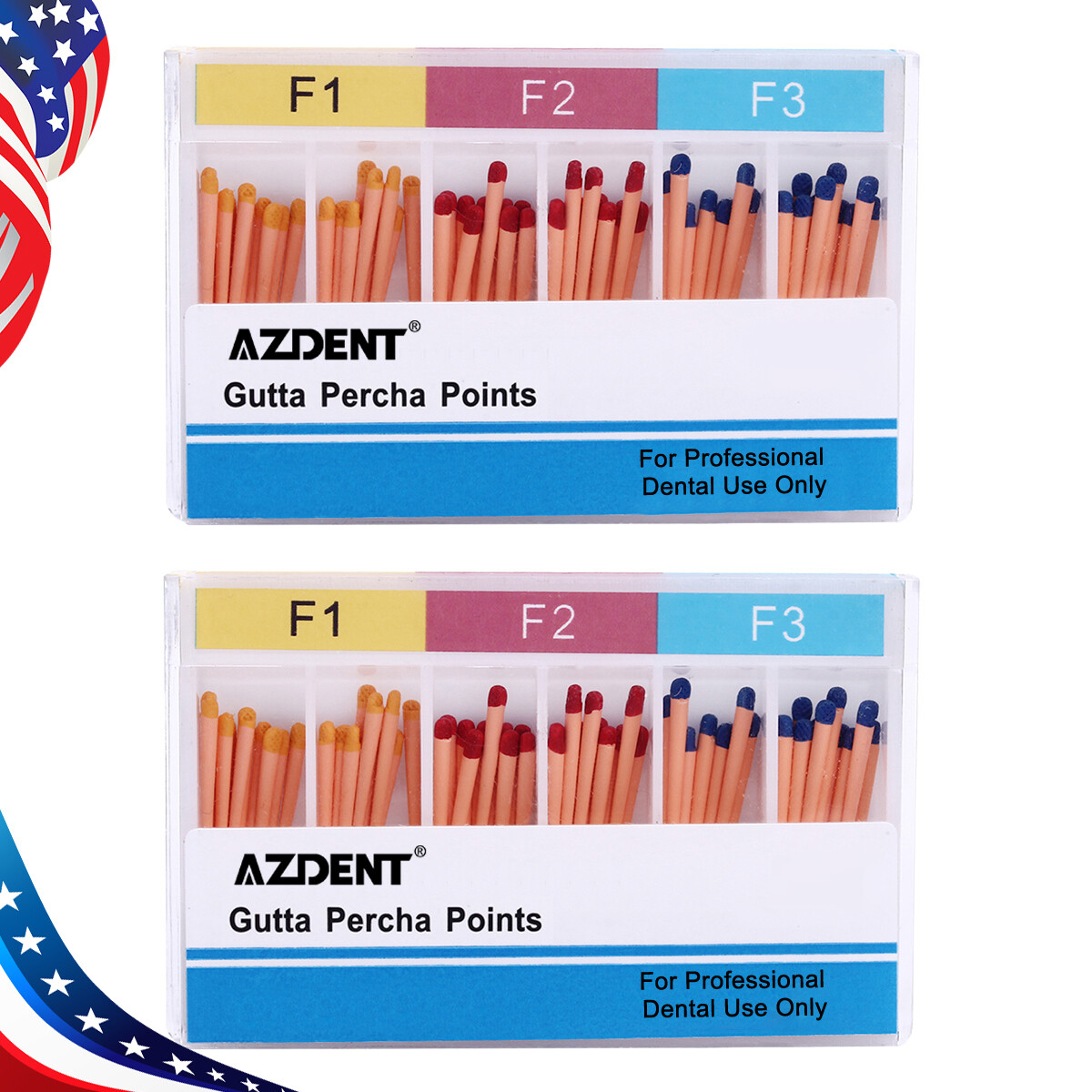 AZDENT Dental Endo Gutta Percha Point/Root Canal Absorbent Paper Points F1 F2 F3
