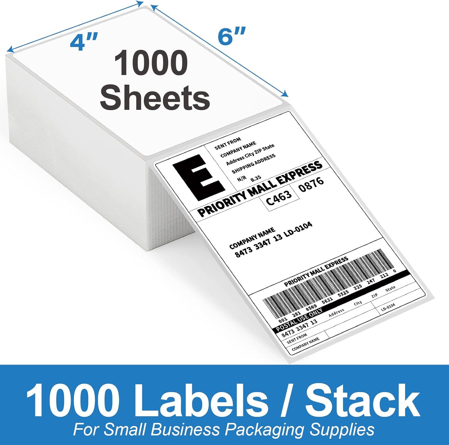 4000 4X6 Thermal Labels 1000/Stack, Shipping Thermal Labels 4X6 Fanfold Compati