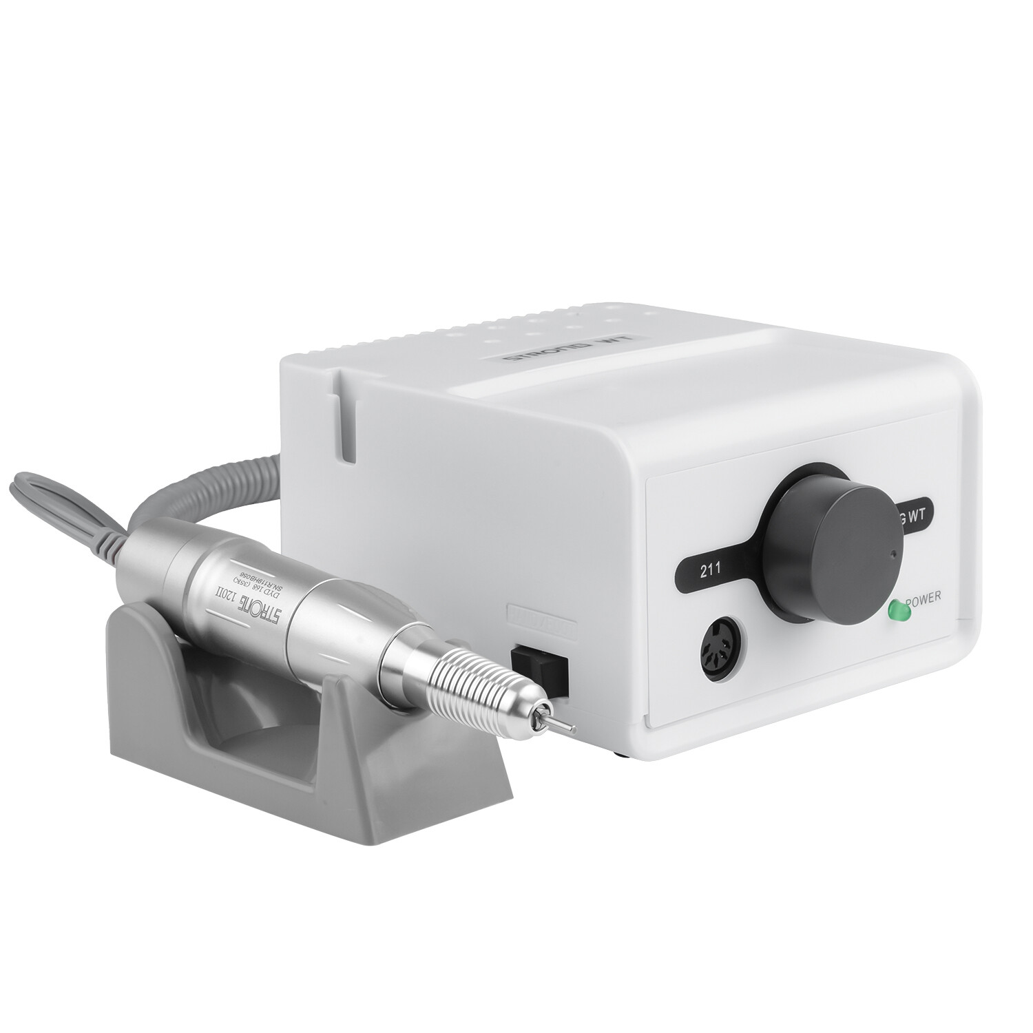 STRONG211 Micro Motor Electric Nail Drill Machine &35000RPM Handpiece 120 Silver