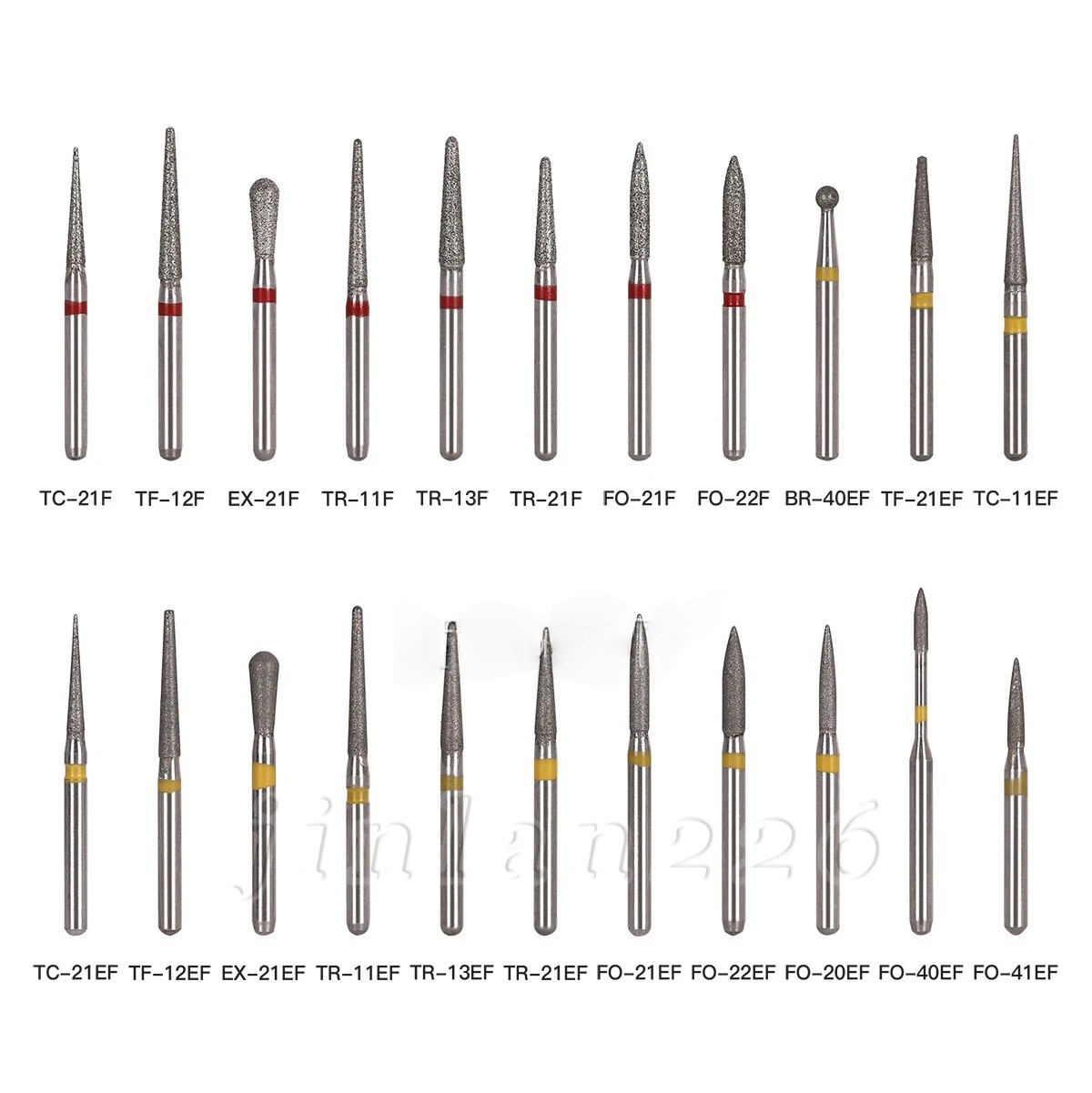100 Types Dental FG Diamond Burs For High Speed Handpiece Friction Grip 50pcs