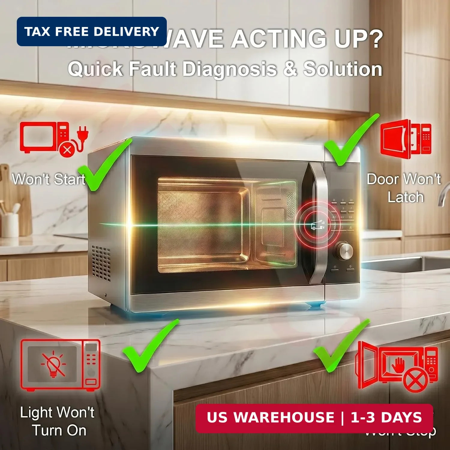 KW3AT Microwave Oven Door Switch, 4 Normally Open 2 Normally Closes | UL Recogni