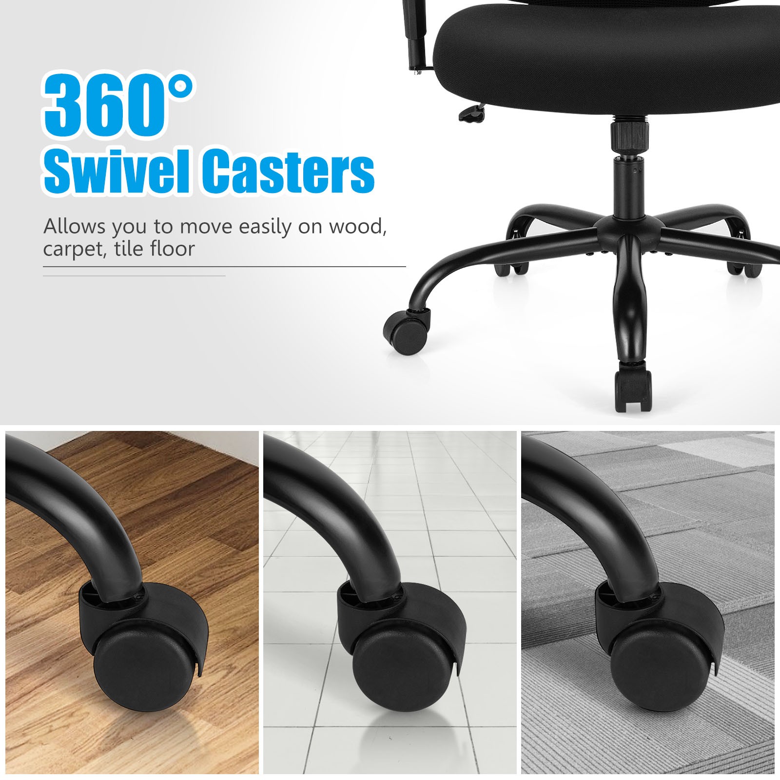 Costway 400LBS Mesh Big & Tall Office Chair Swivel Task Chair w/ Lumbar Support