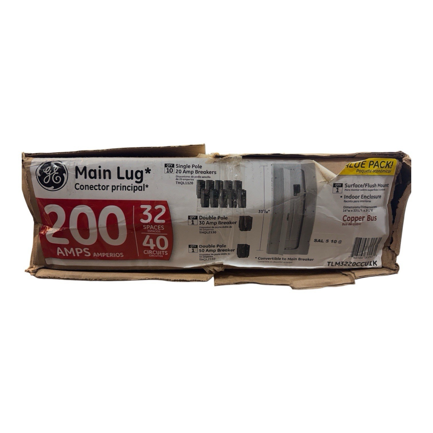 GE 200-Amp 32-Space 40-Circuit Indoor Main Lug Value Kit TLM3220CCU1K (OB)
