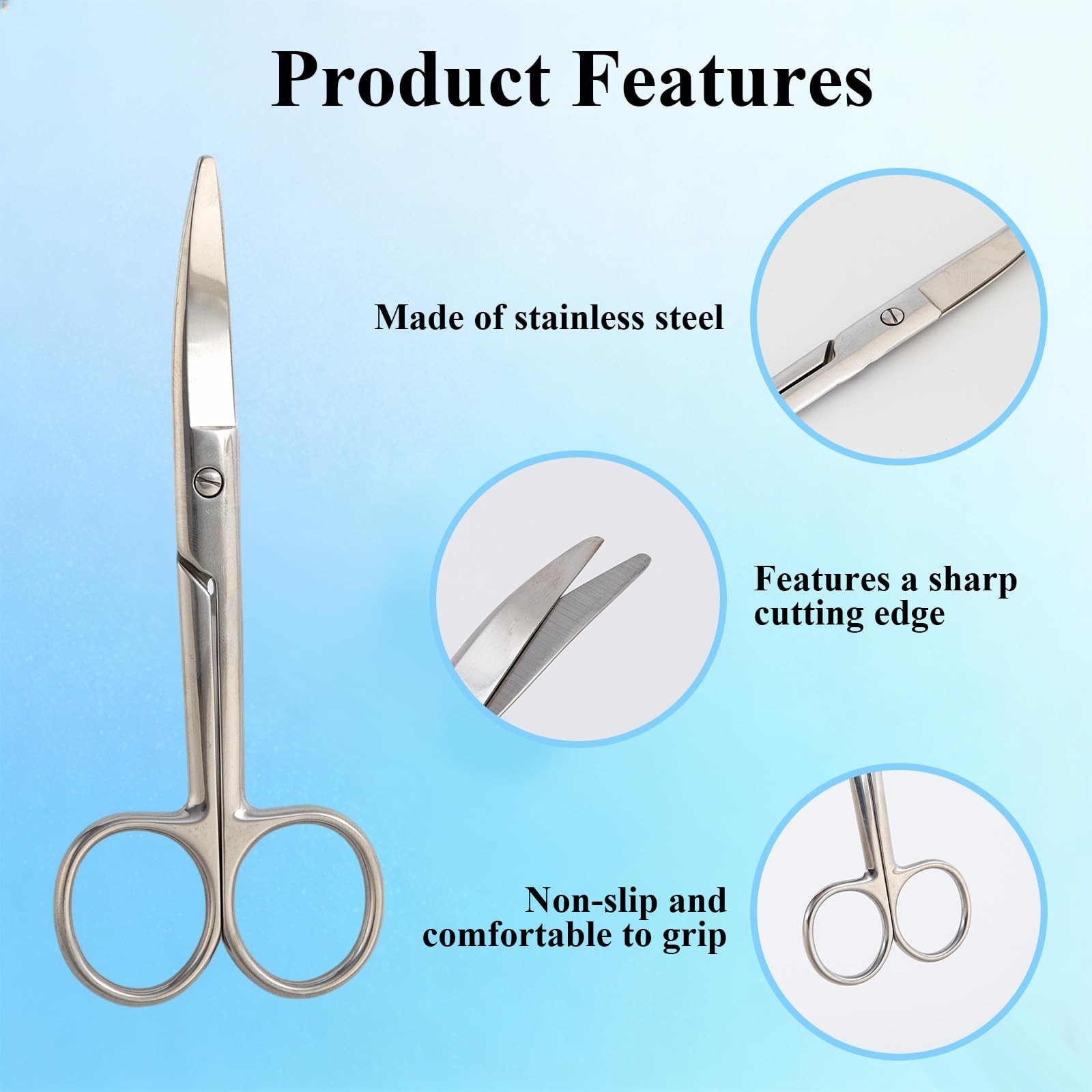 2 Pack Premium Ostomy Scissors, Curved Blunt-Tip Medical Scissors Sliver a