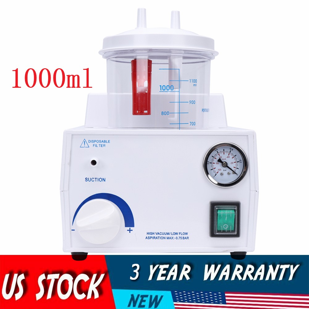 1000mL Portable Phlegm Suction Unit Emergency Medical Vacuum Aspirator Machine