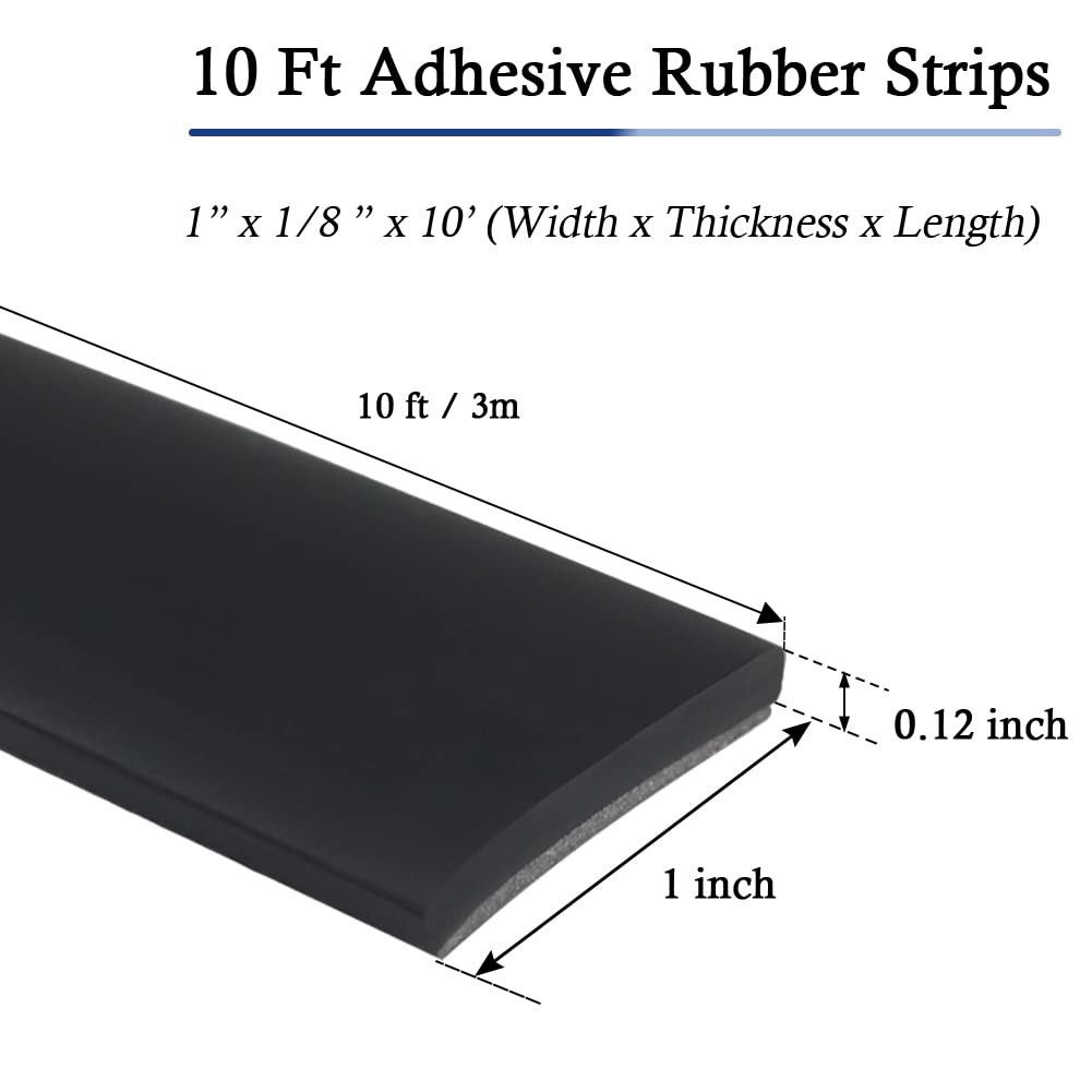 1 in x 1/8 in x 10 ft Neoprene Rubber Strip with Adhesive Backing Gasket