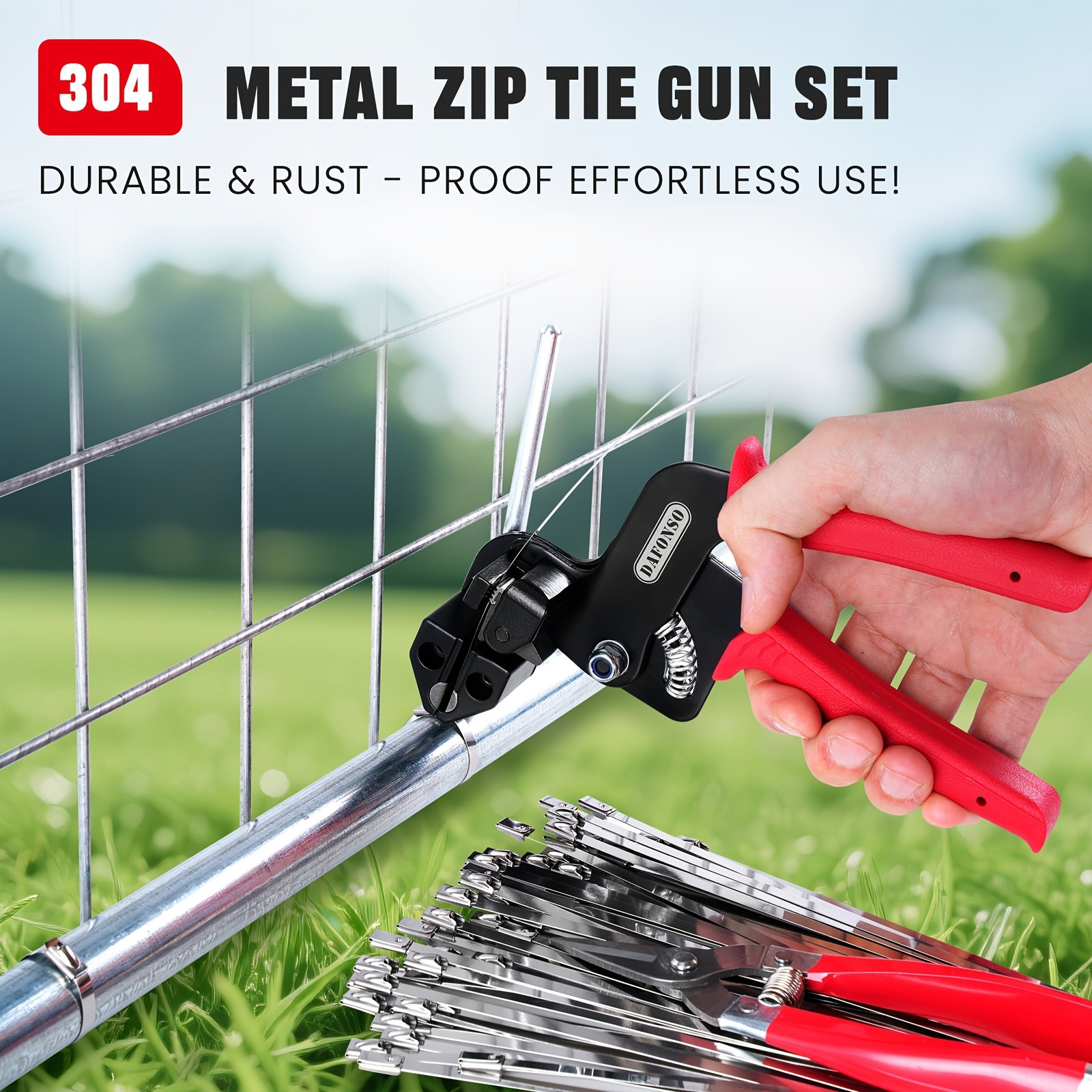 Cable Tie Tool Gun Kit Stainless Steel Zip Tie Cutter + 150 pcs Metal Zip Ties✅