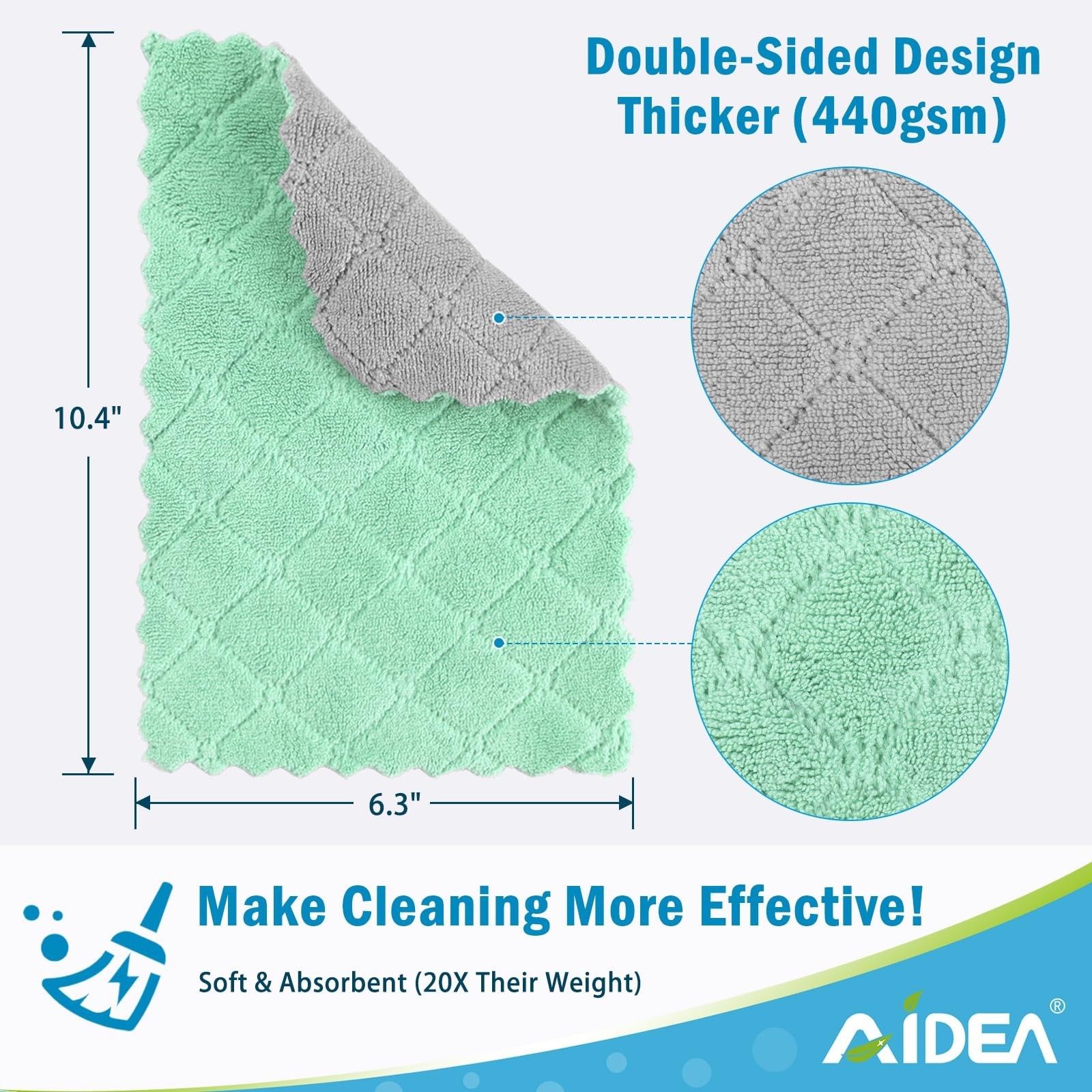 AIDEA Kitchen Towels, 12 Pack Absorbent Coral Fleece Dish Towels, No Odor Reu…