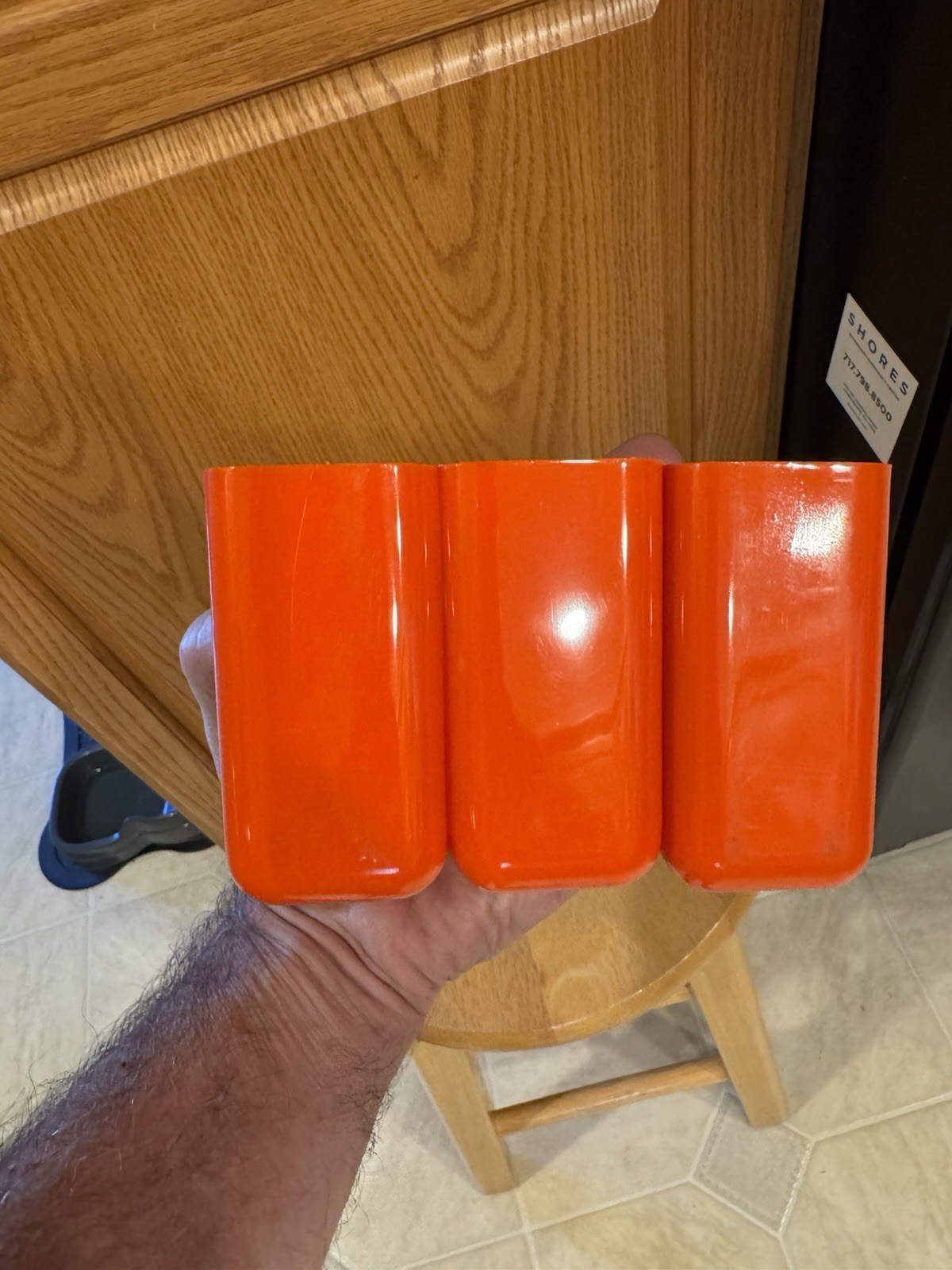 Vintage HOF Hong Kong Orange Plastic Desk Organizer 5 Drawers 2 Cups No 7412