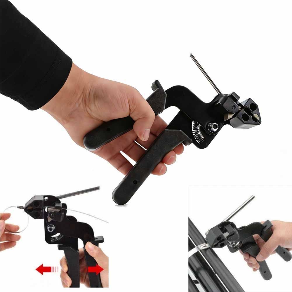 Cable Tie Tool Gun Kit Stainless Steel with 200 pcs Metal Zip Ties #E
