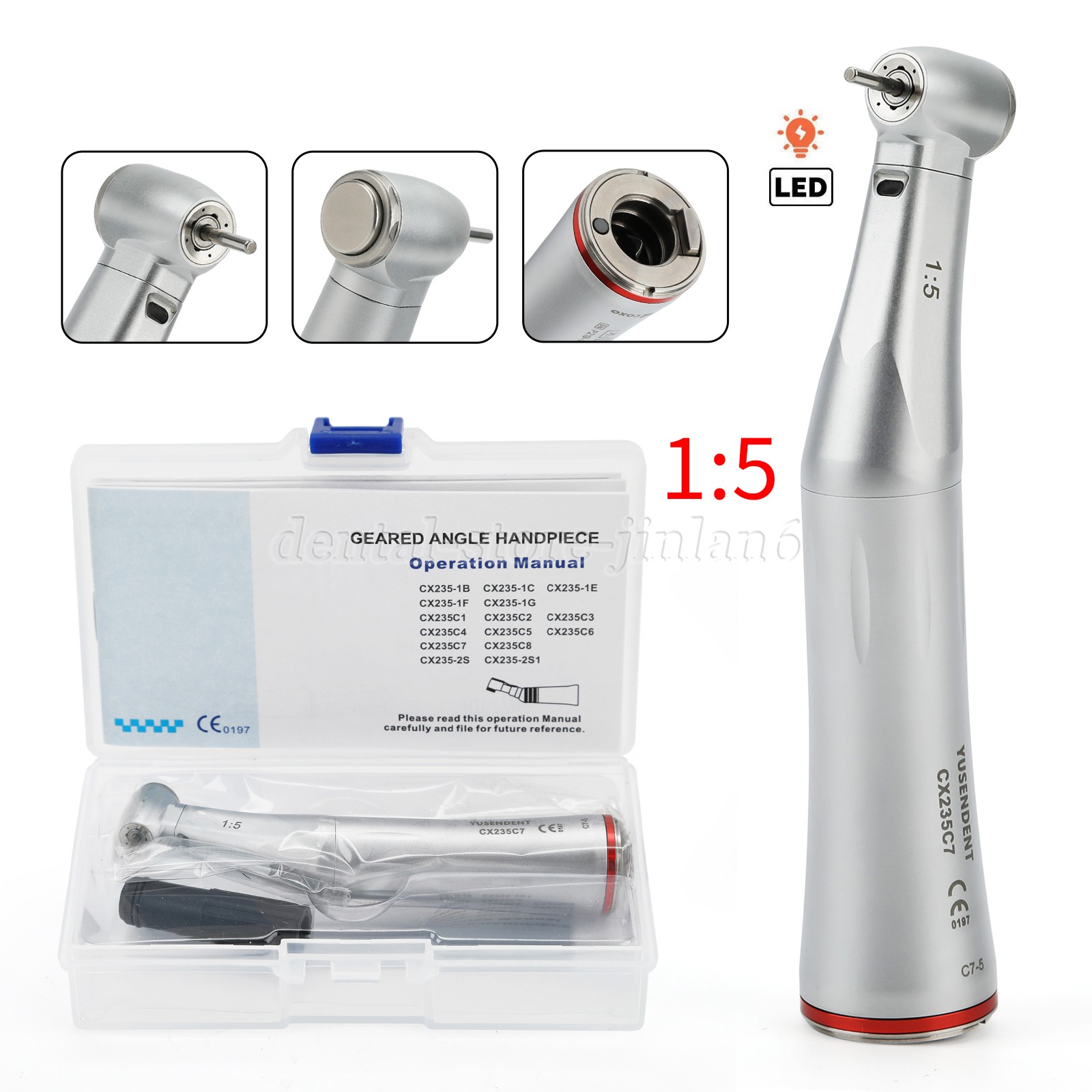 COXO Dental Internal water spray 1:5 Increasing LED Optic Fiber Contra Angle