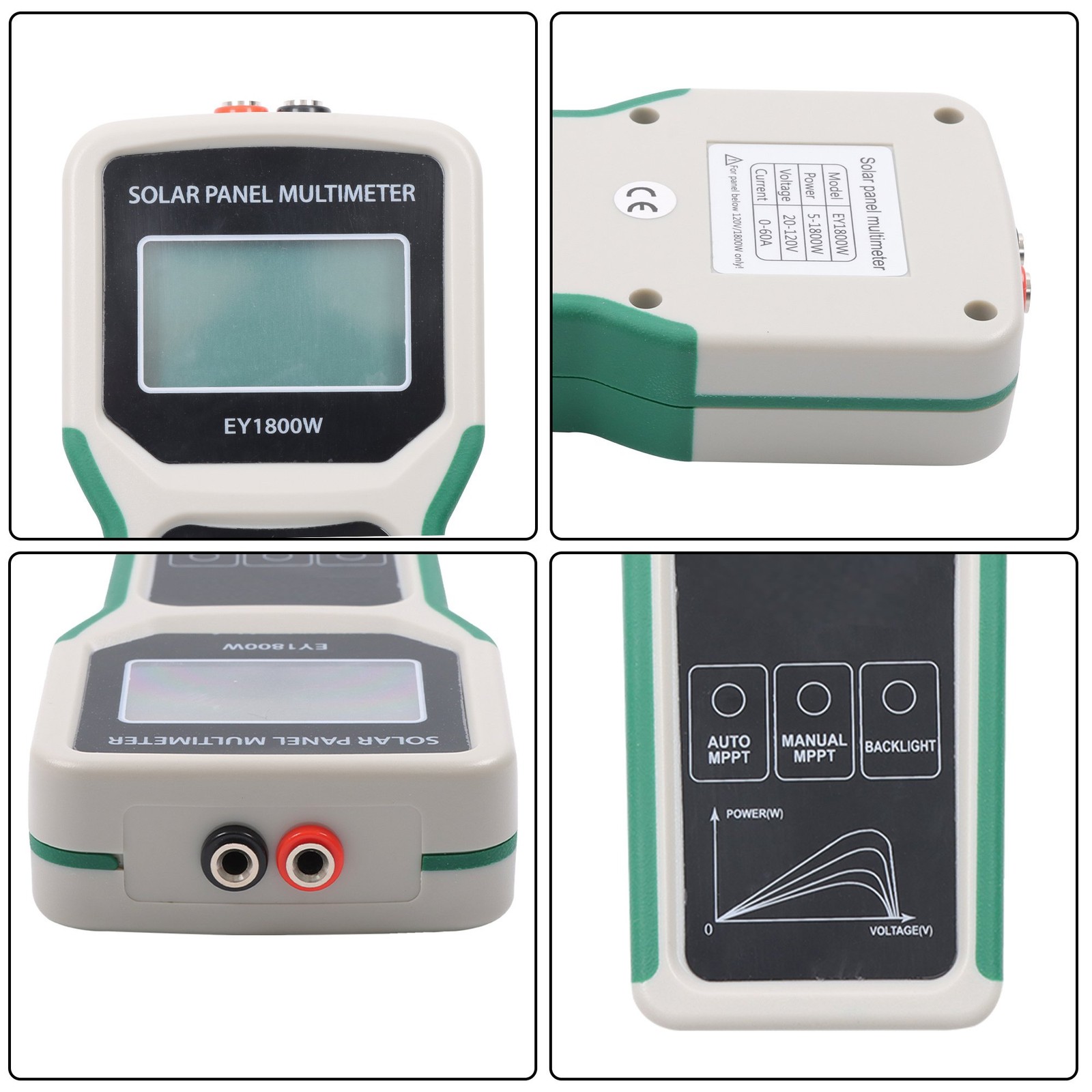 MPPT Solar Panel Multimeter for Power Current Open-Circuit Voltage 1800W