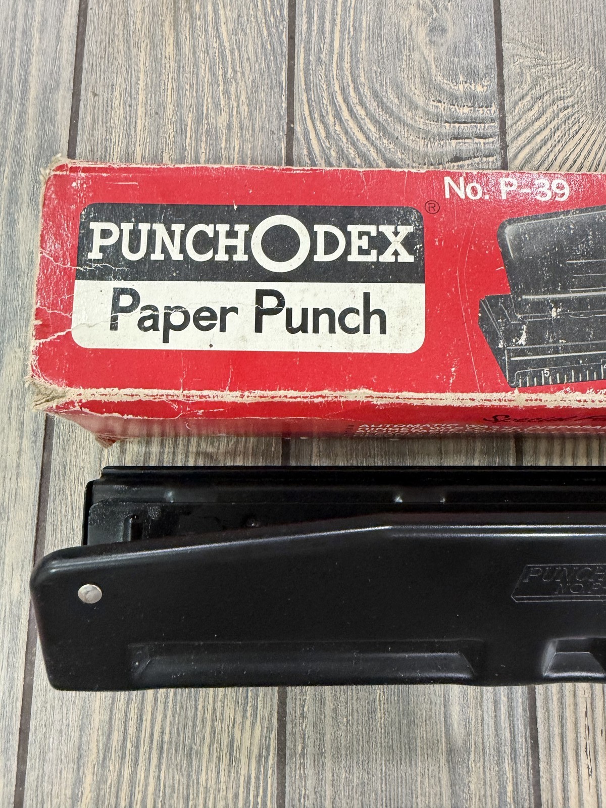 Vintage Punchodex No. P-39 Heavy Duty Adjustable 2/3 Hole Paper Punch w/ Box