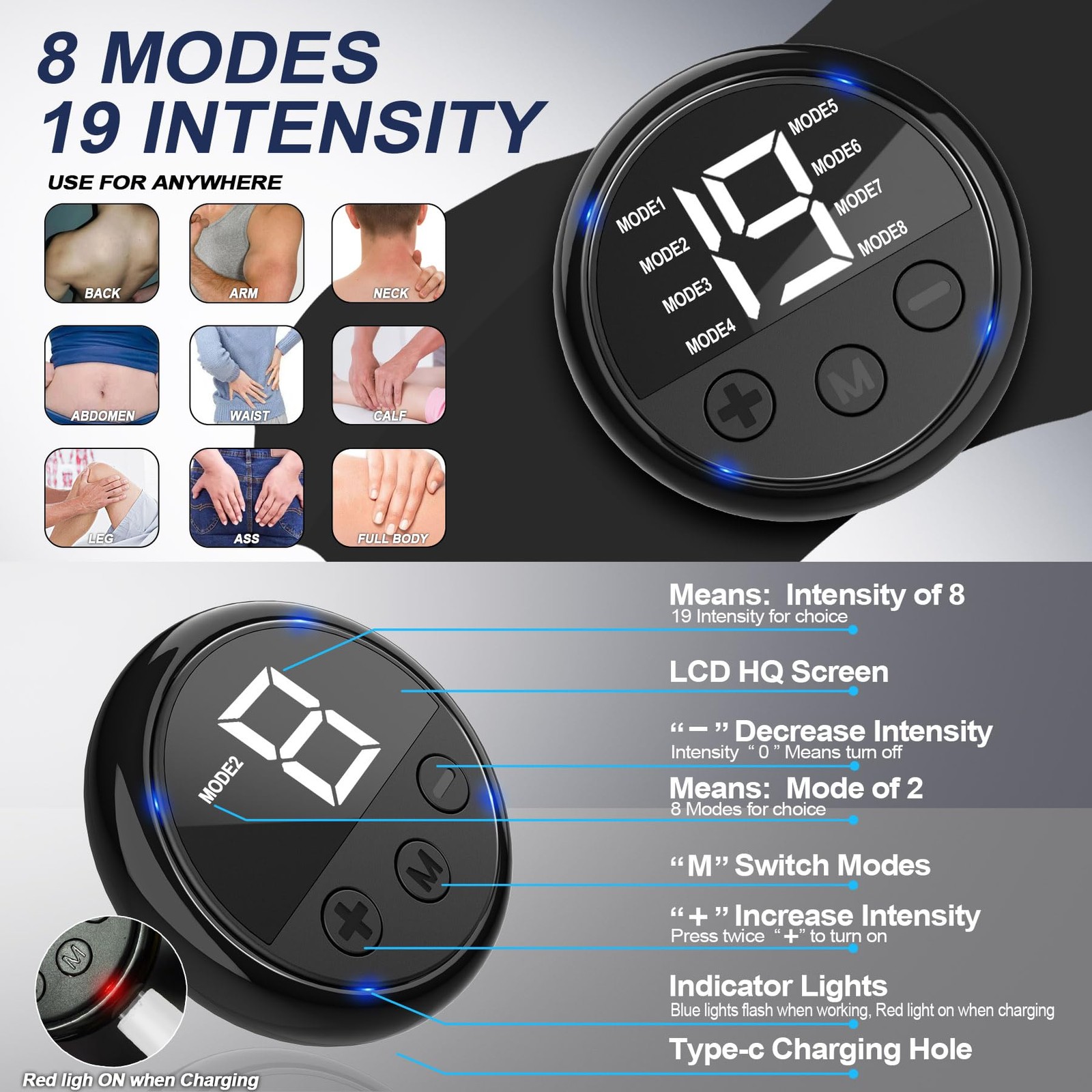 Wireless TENS EMS Unit, FSA Unit Muscle Stimulator for Pain Relief Black