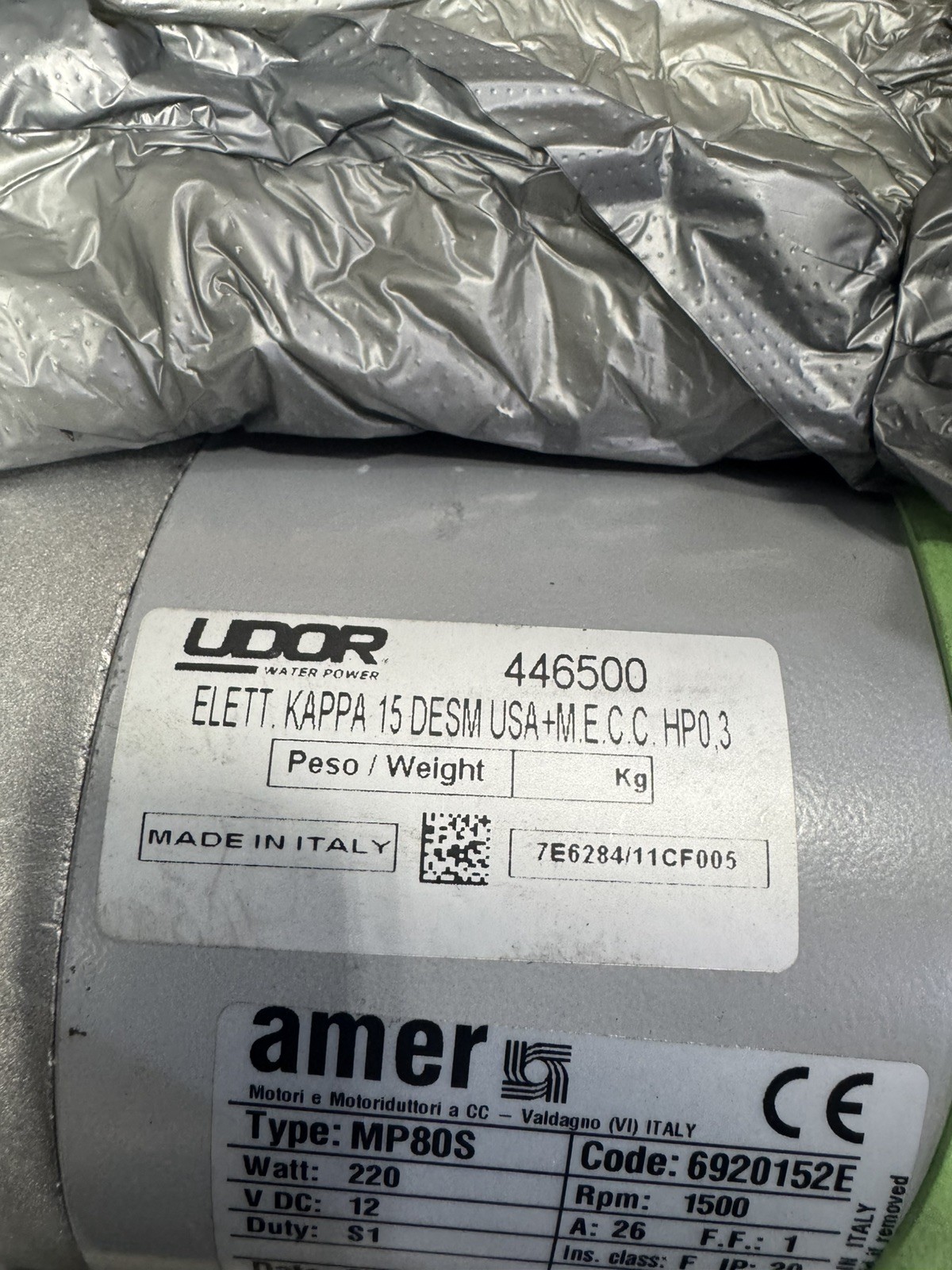UDOR KAPPA 15 – 12 Volts Diaphragm Pump 1500 RPM Italy Amer MP80s