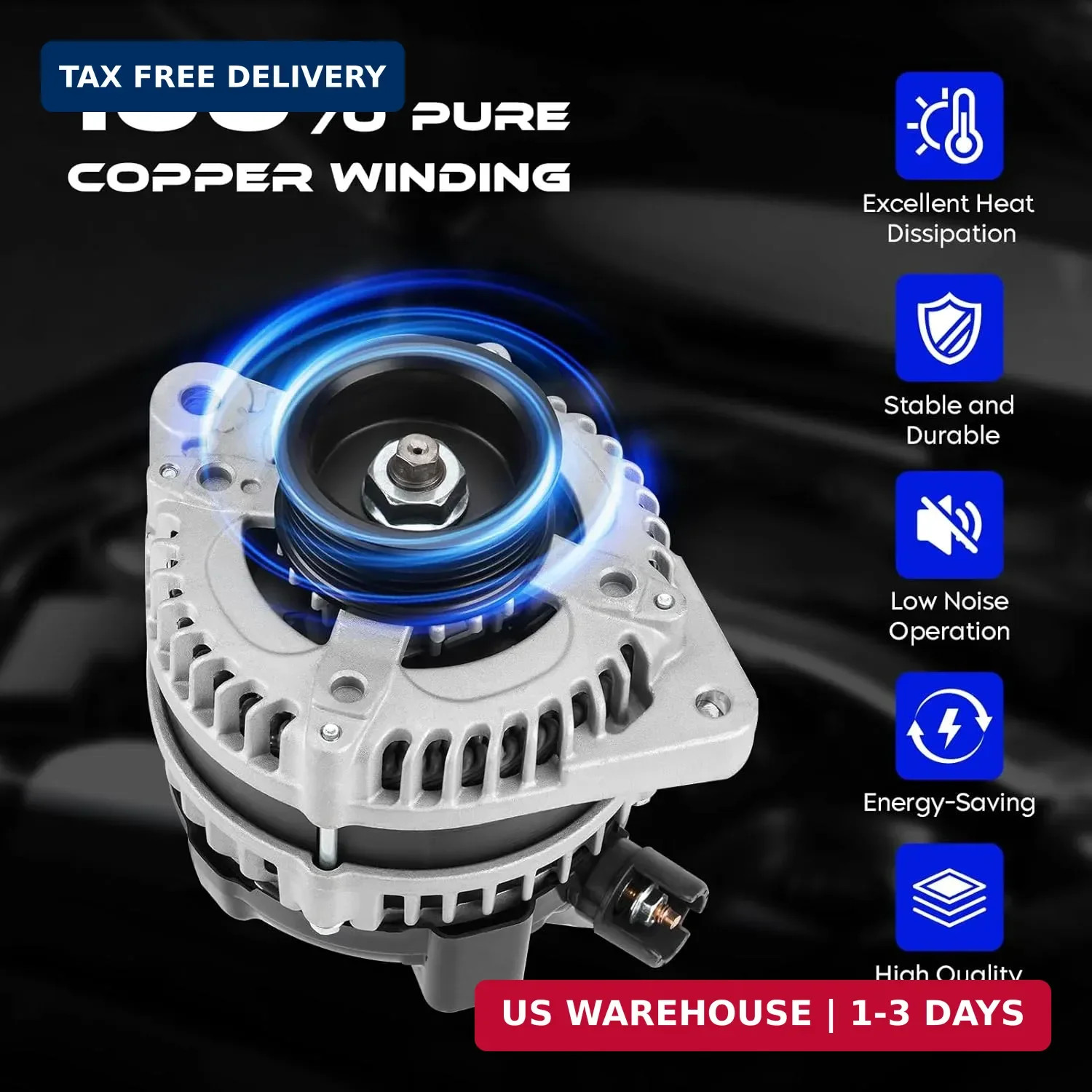 New Alternator 11573N for Honda Pilot 2012-2015 3.5L V6 130 Amp 104210-1240