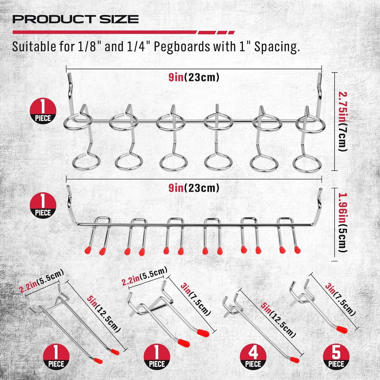 Ultimate 121-Piece Pegboard Hooks Set, Pegboard Accessories with Metal Hooks, Du