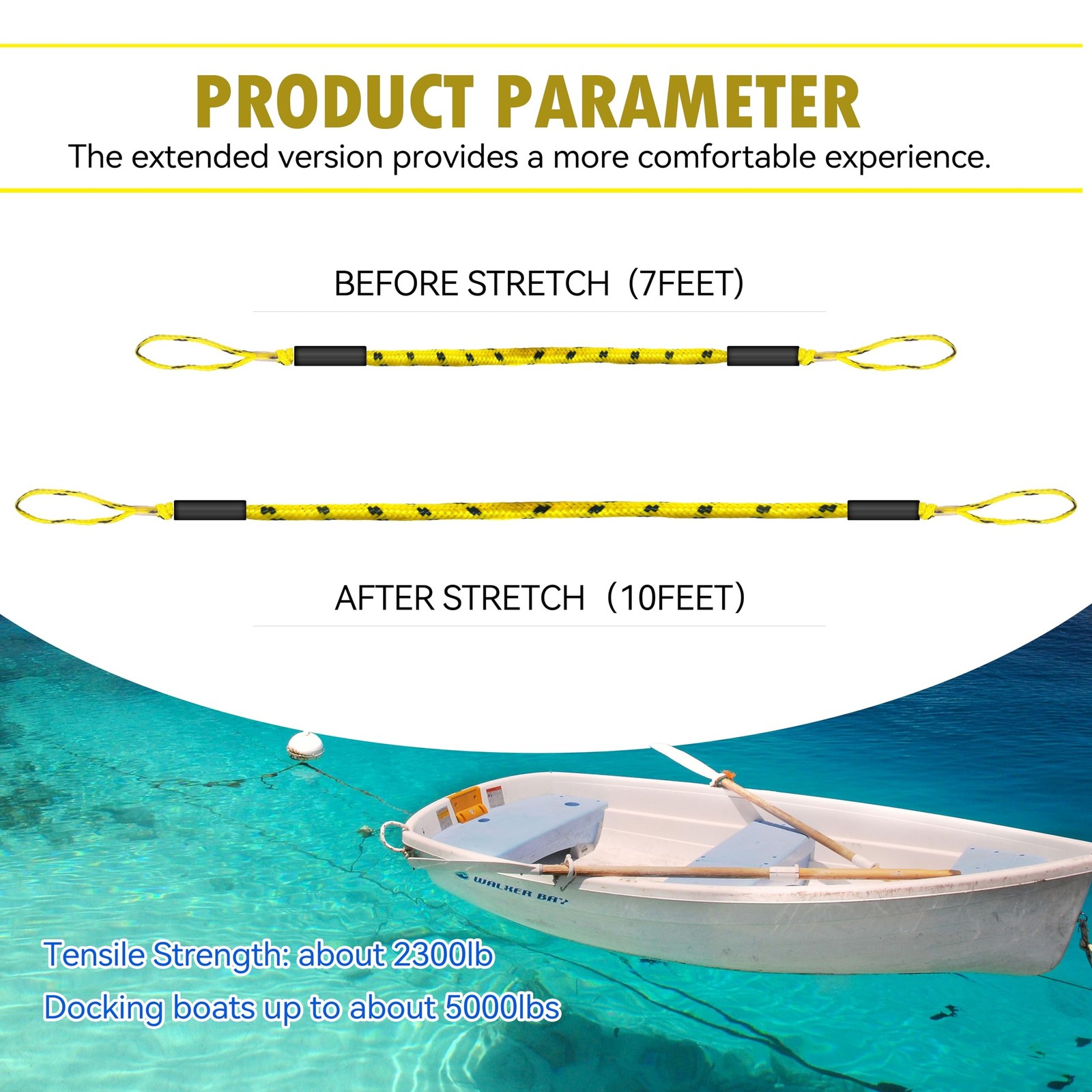 Bungee Dock Lines with Loops for Boats – Lightweight Elastic Pontoon, Deck