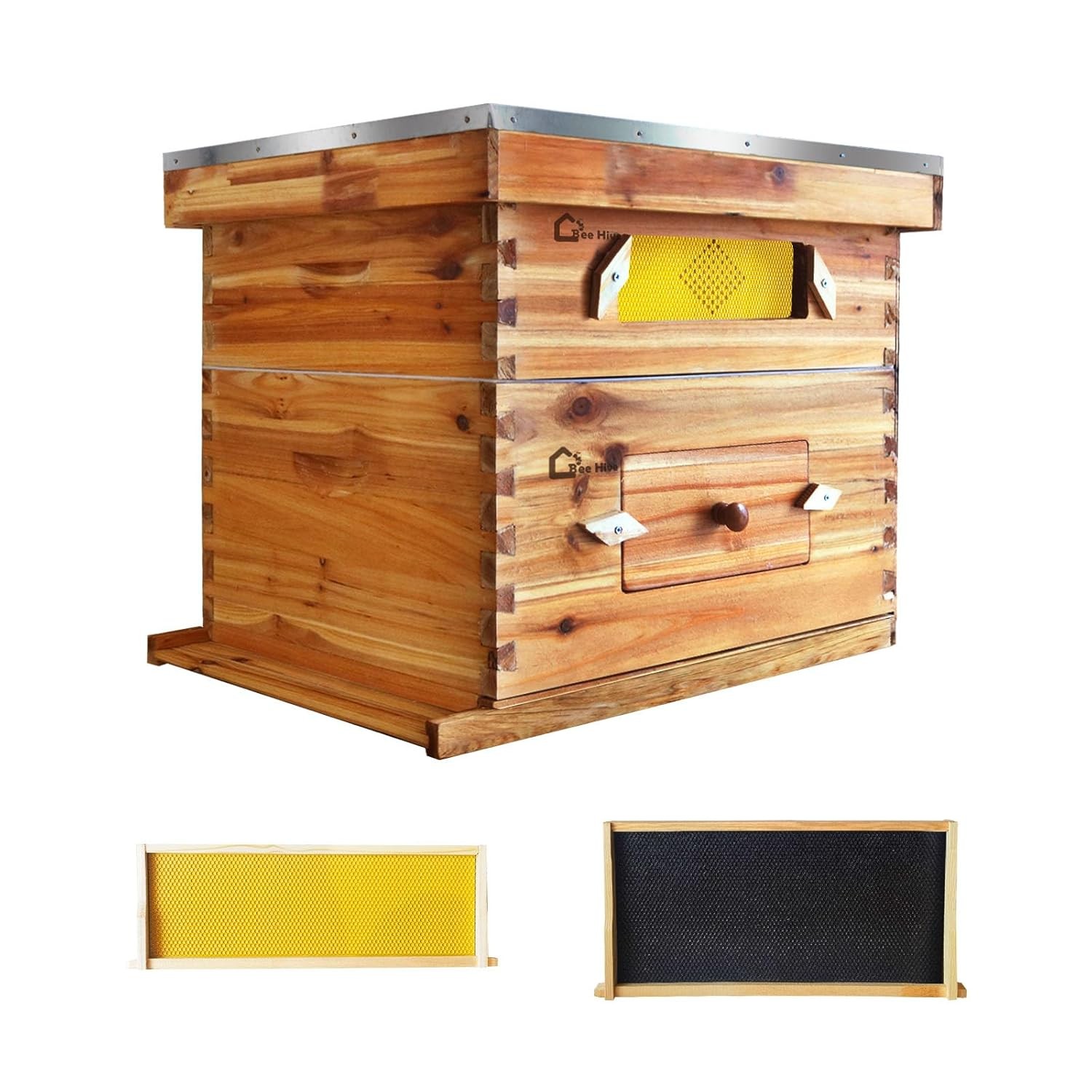 10 Frame Bee Hive Complete Beehive Kit Wax Coated 1 Deep Box & 1 Medium Box