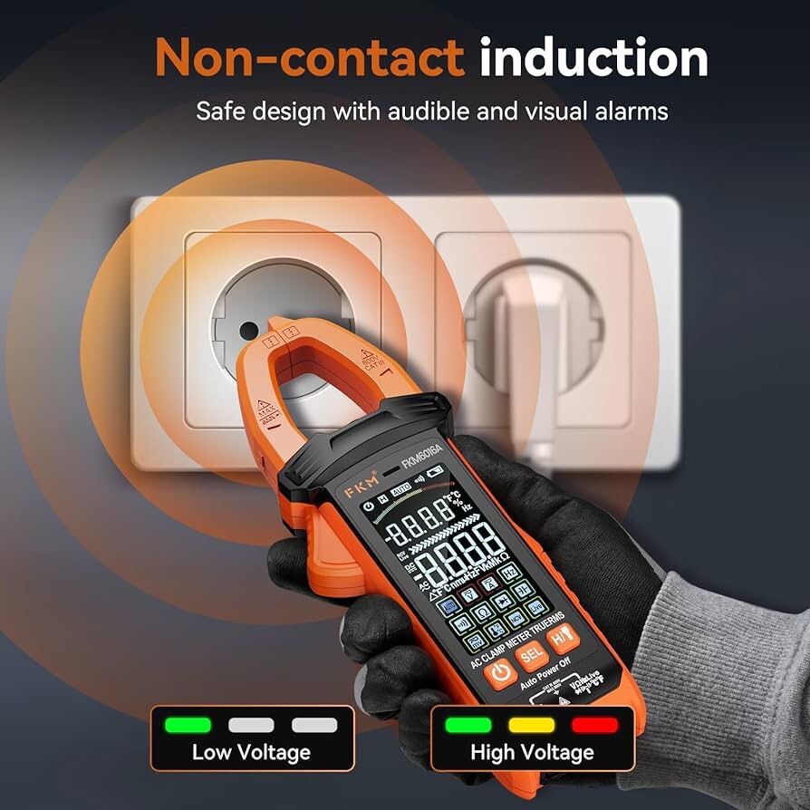 FKM Digital Clamp Meter Multimeter 6000 Counts Amp Voltage Tester